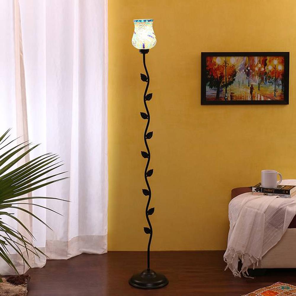 William Black Glass Shade Floor Lamp