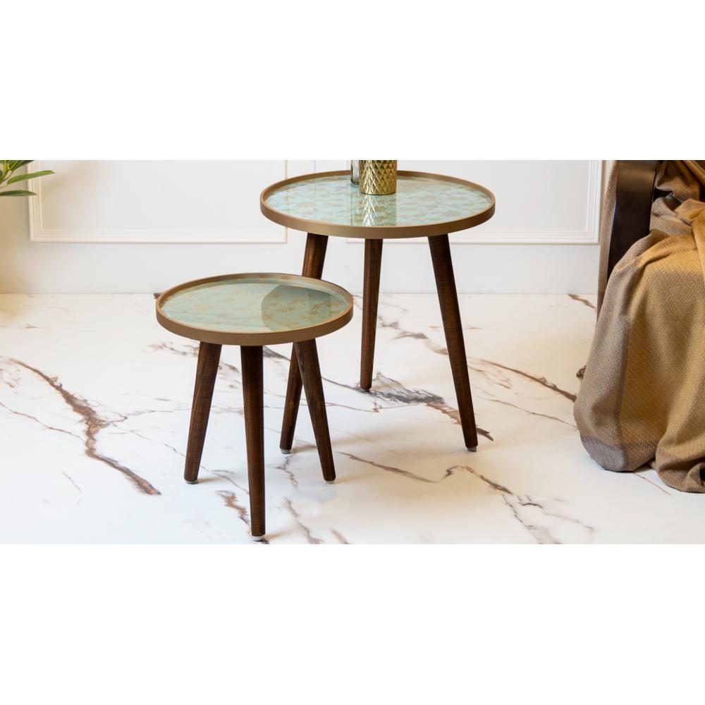 Soundarya Round Nesting Tables with Wooden Legs, Side Tables, Wooden Tables, Living Room Decor by A Tiny Mistake