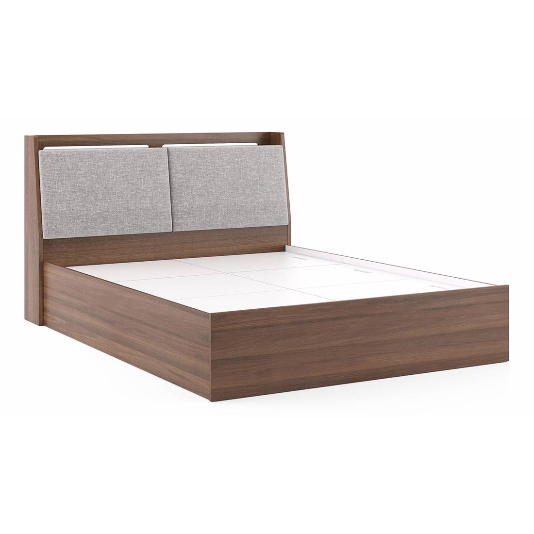 Tyra Queen Bed Box Storage In Classic Walnut Finish