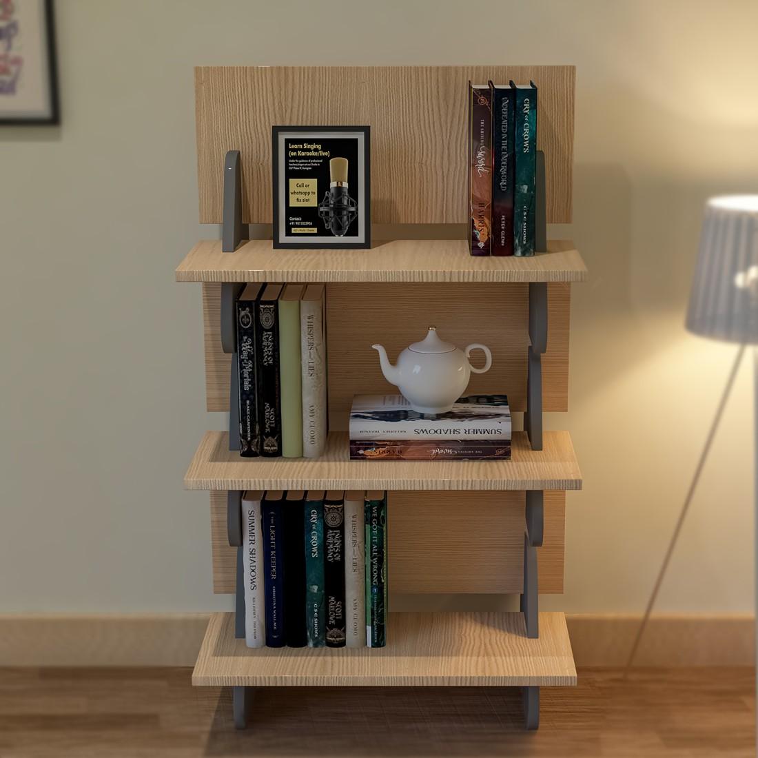 Interlockable Engineered Wood Bookshelf in Grey Colour - The One Design Studio