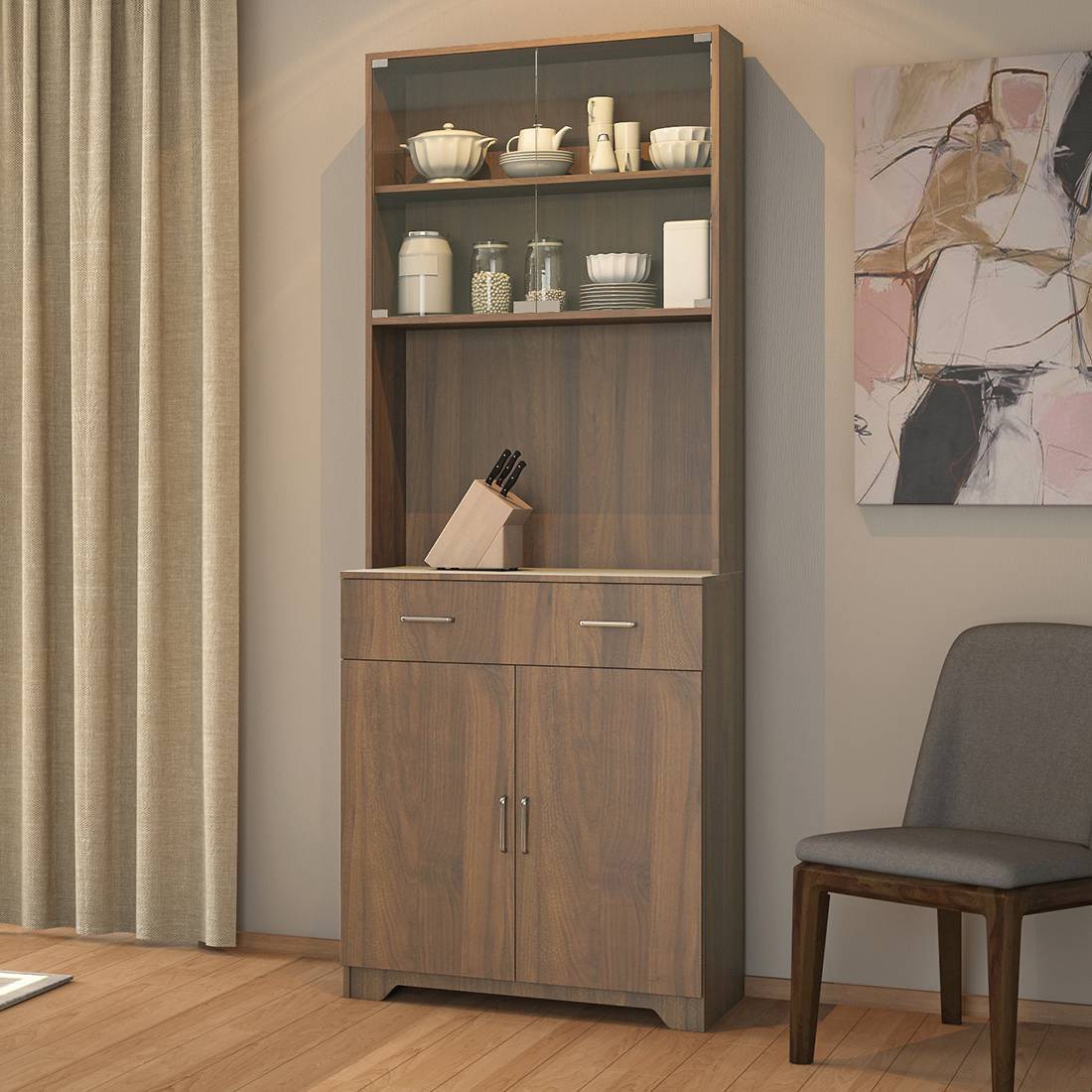 Hubert 4 Door Tall Display Cabinet - Urban Ladder