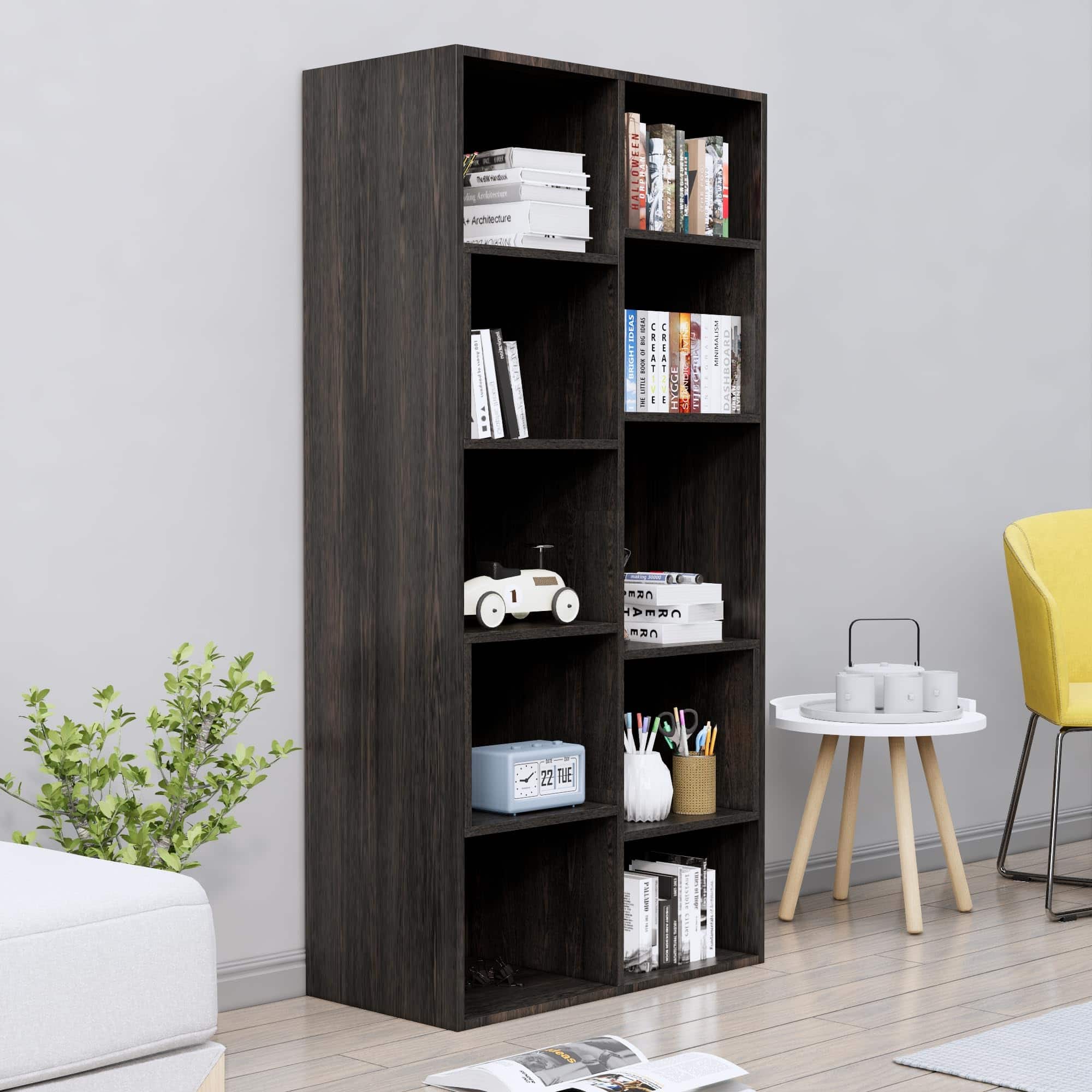 Hexa Engineered Wood Bookshelf Multipurpose Storage Rack in Flower Wenge Colour - HexaRed