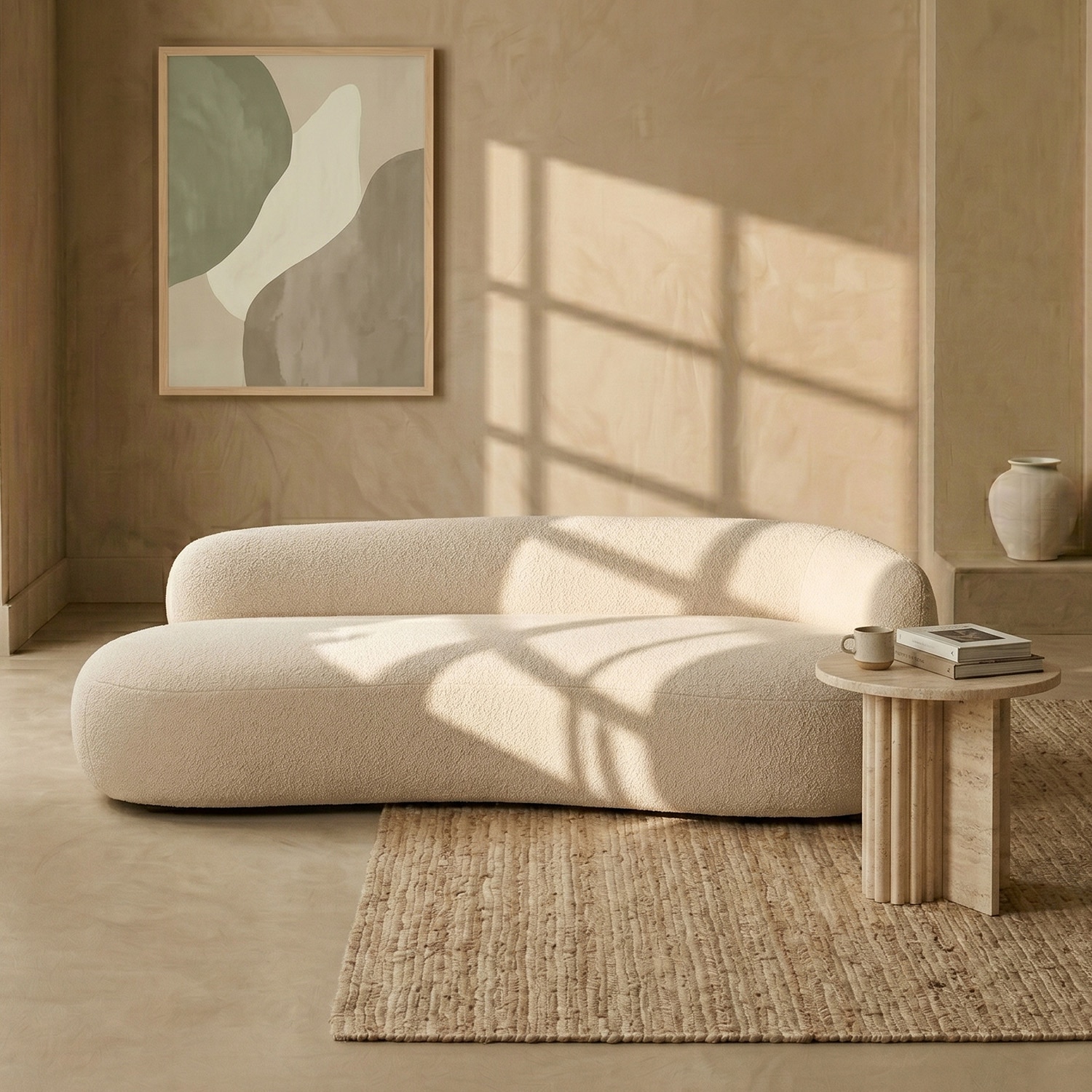 Luxelounge Wood 2-Seater + Ottoman With Upholstery Non Storage Sofa In White Colour - Nestroots
