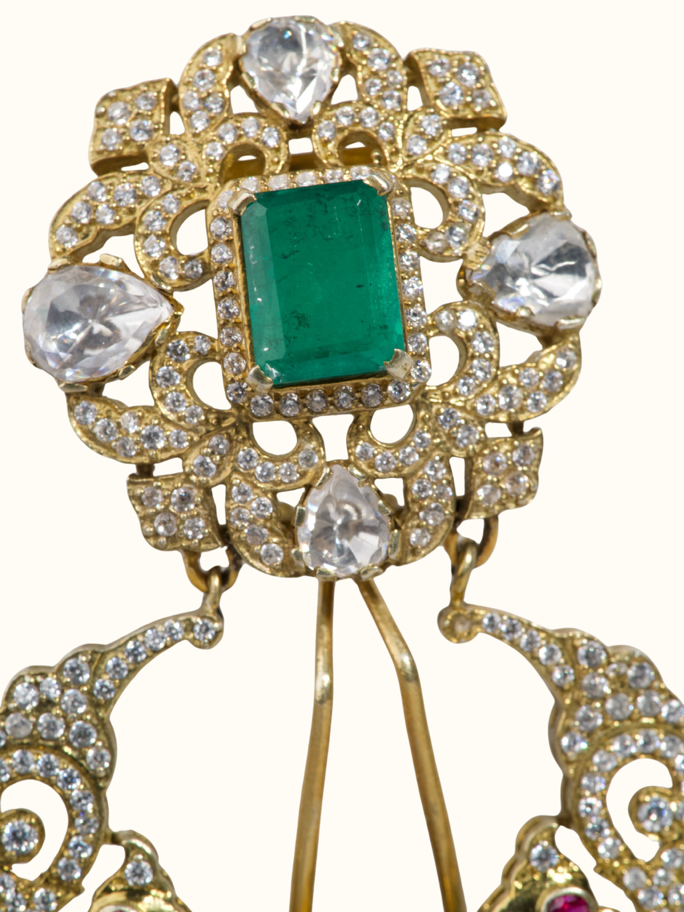 Close-up detail of silver smithing drop earrings