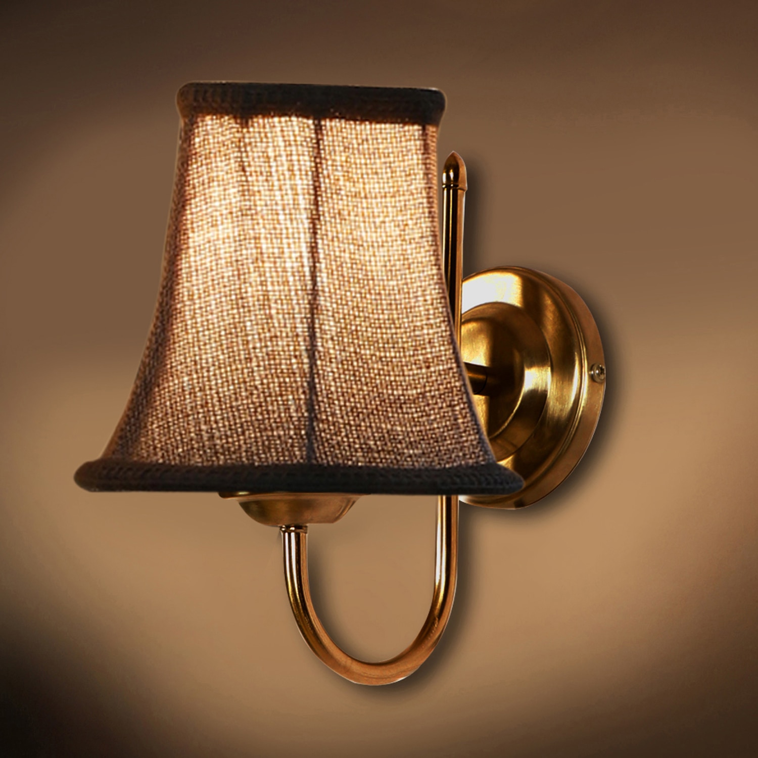 Devansh Steel Wall Mounted Lamp With Beige Jute Shade
