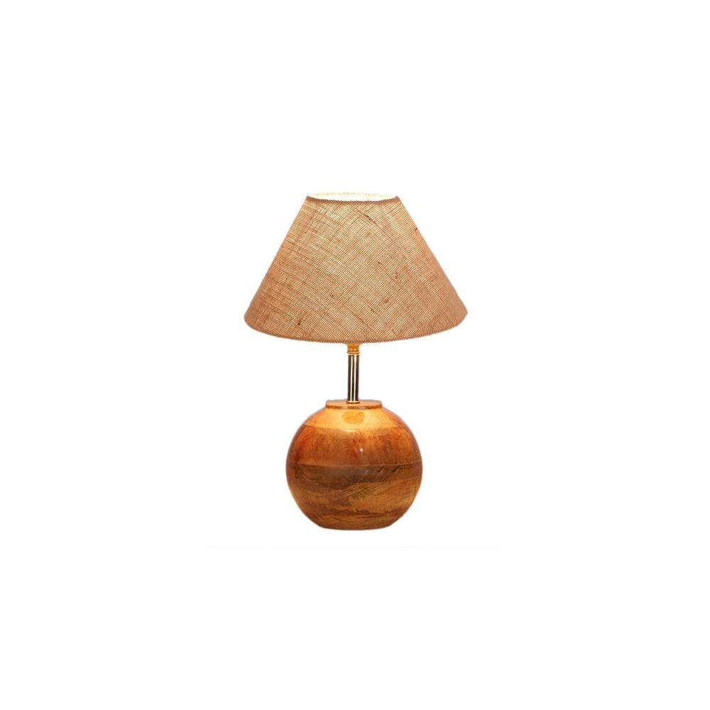 Beige Jute with Natural Wood Table Lamp