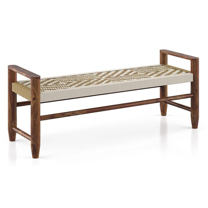 Fijara Solid Wood 2 Seater Bench In Teak Finish