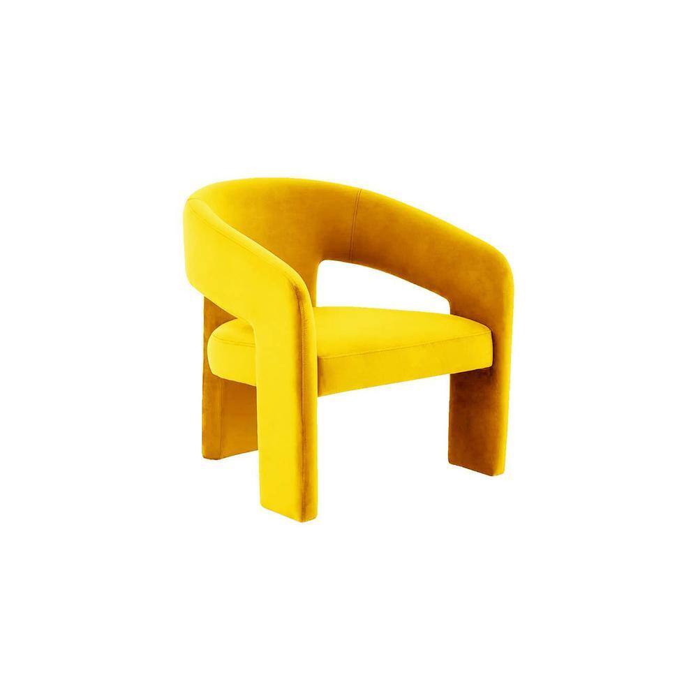 Ashley Velvet Accent Chair in Yellow Colour