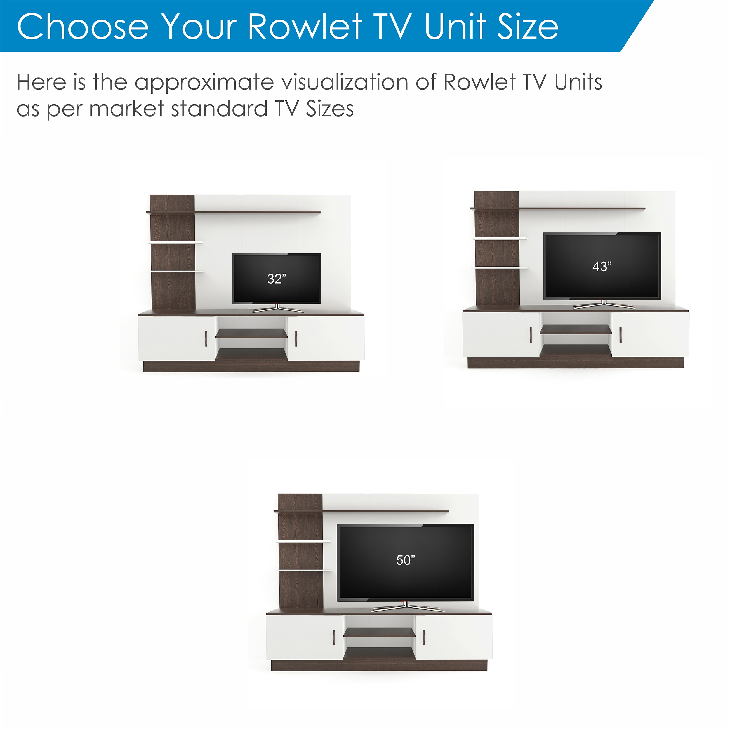 BLUEWUD Rowlet Large Engineering Wood Floor Standing TV Entertainment Unit Set Top Box Stand/TV Cabinet Panel with Shelves for Books & D�cor Display Unit Bed Living Room Upto 55 Inches (Wenge & White)