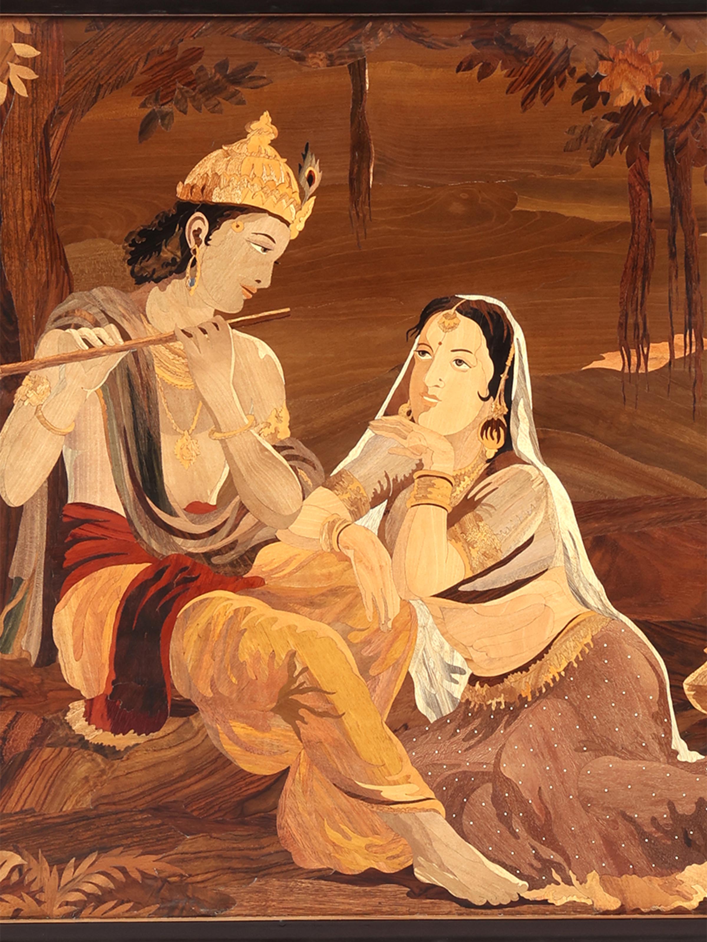 Radha Krishna Mysore Rosewood Inlay