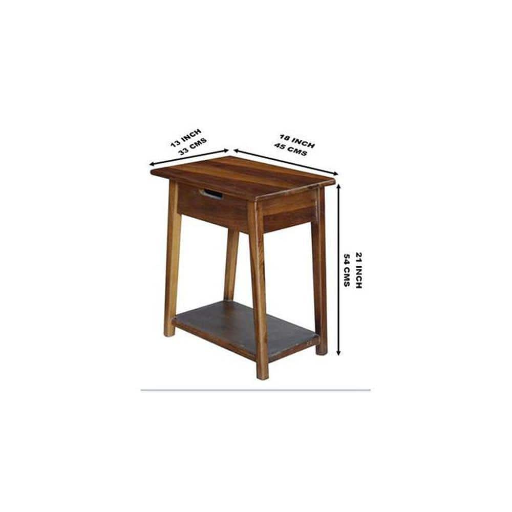Oplux Solid Wood Bedside Table In Provincial Finish