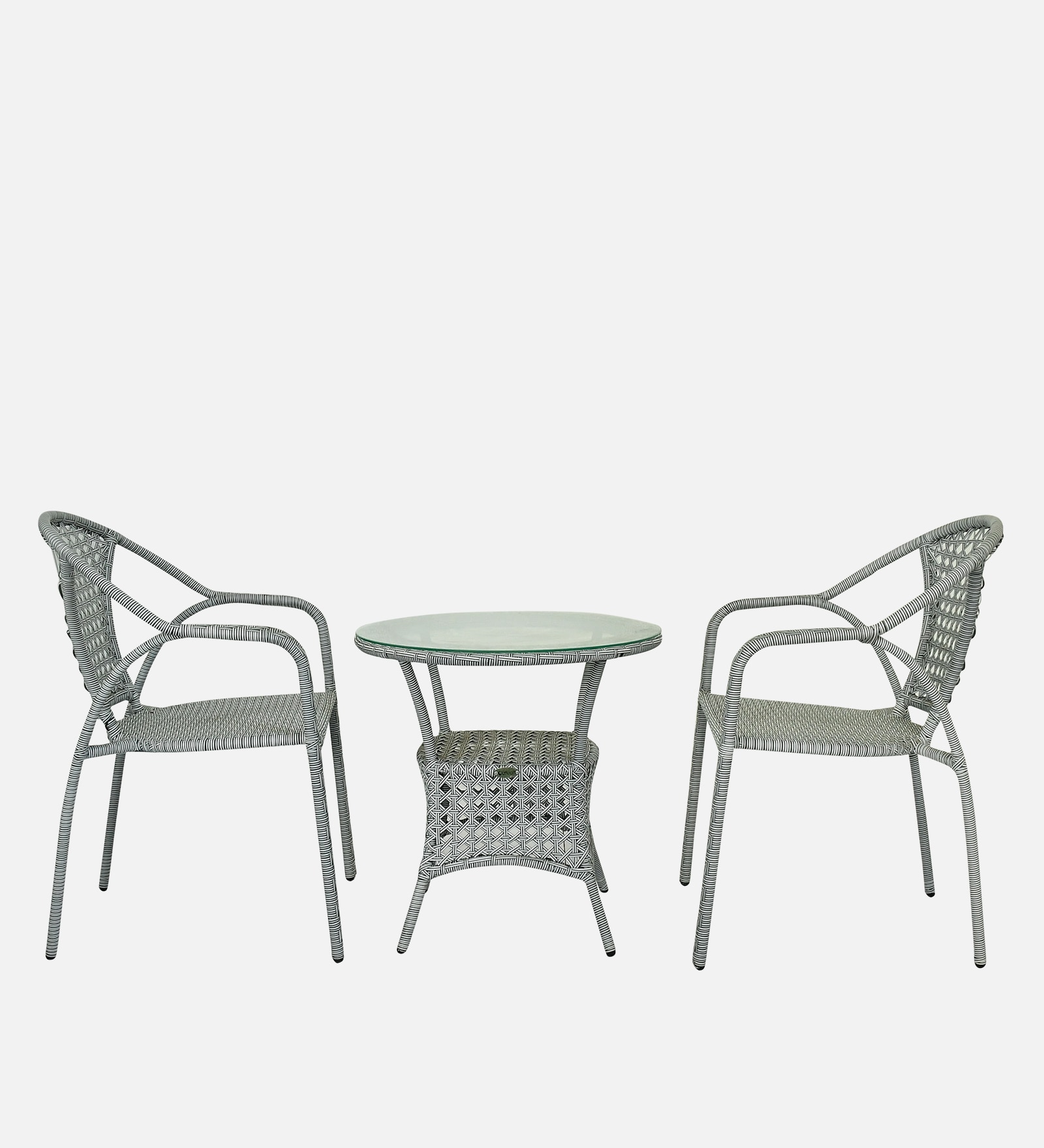 Esperance  Wicker Table And Chair Set In  White And Black Finish