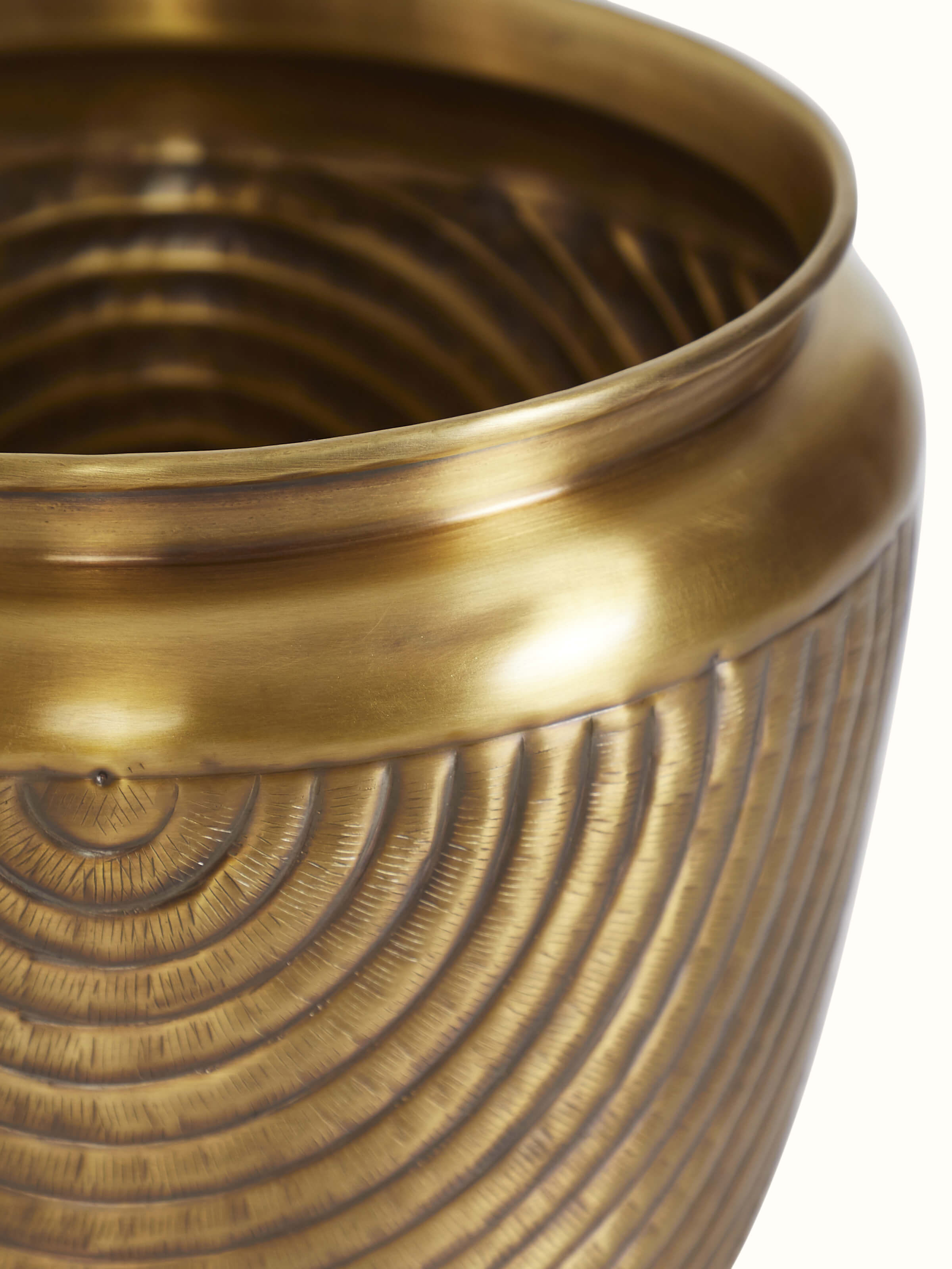 Back Side detail view of Traditional Brass Planter