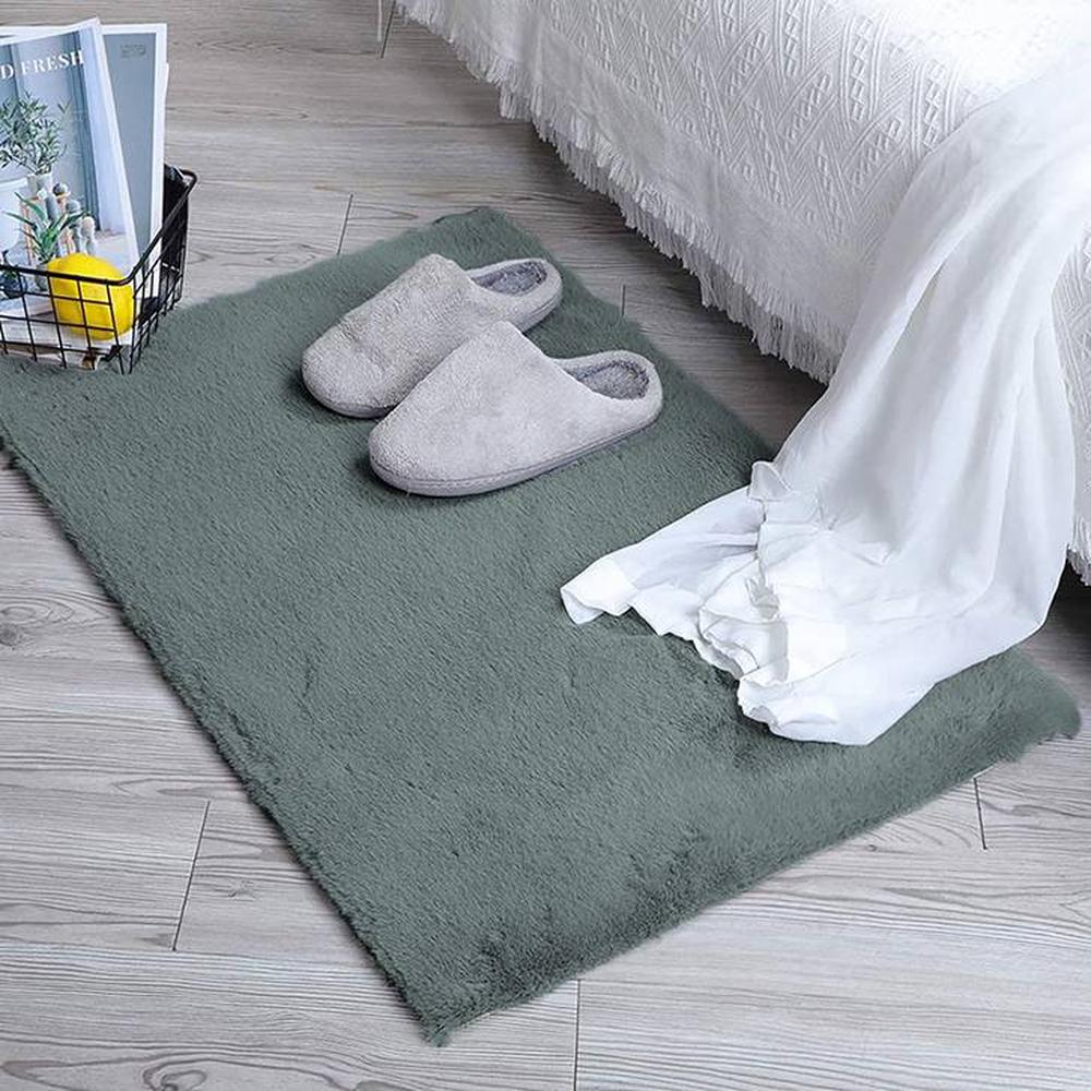 Leighton Green Solid Natural Fiber 24x16 inches Anti-Skid Bath Mat - Luxe Home International
