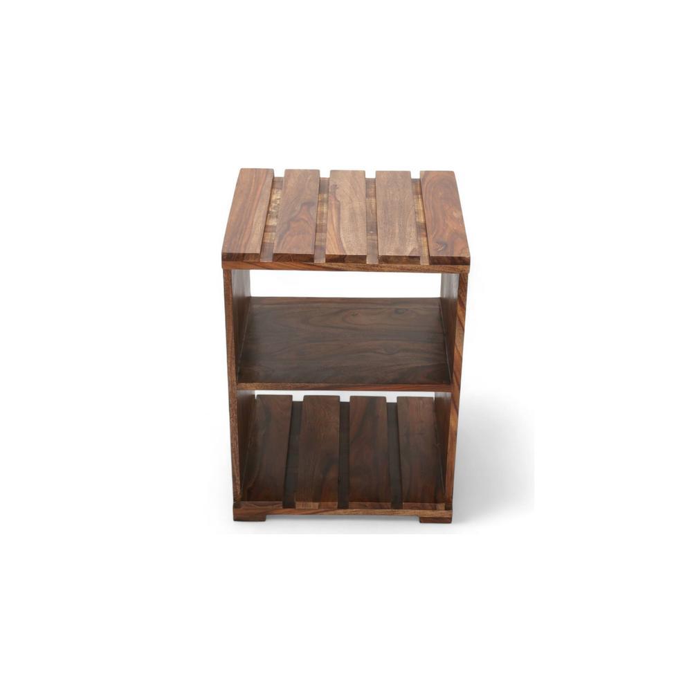 Arista Sheesham Wood Bedside Table in Teak Finish