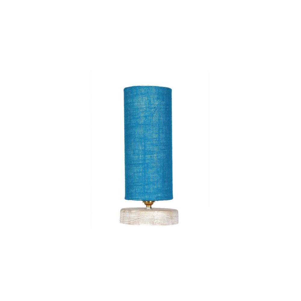 Maria Turquoise Jute lamp with White Brushed wood base