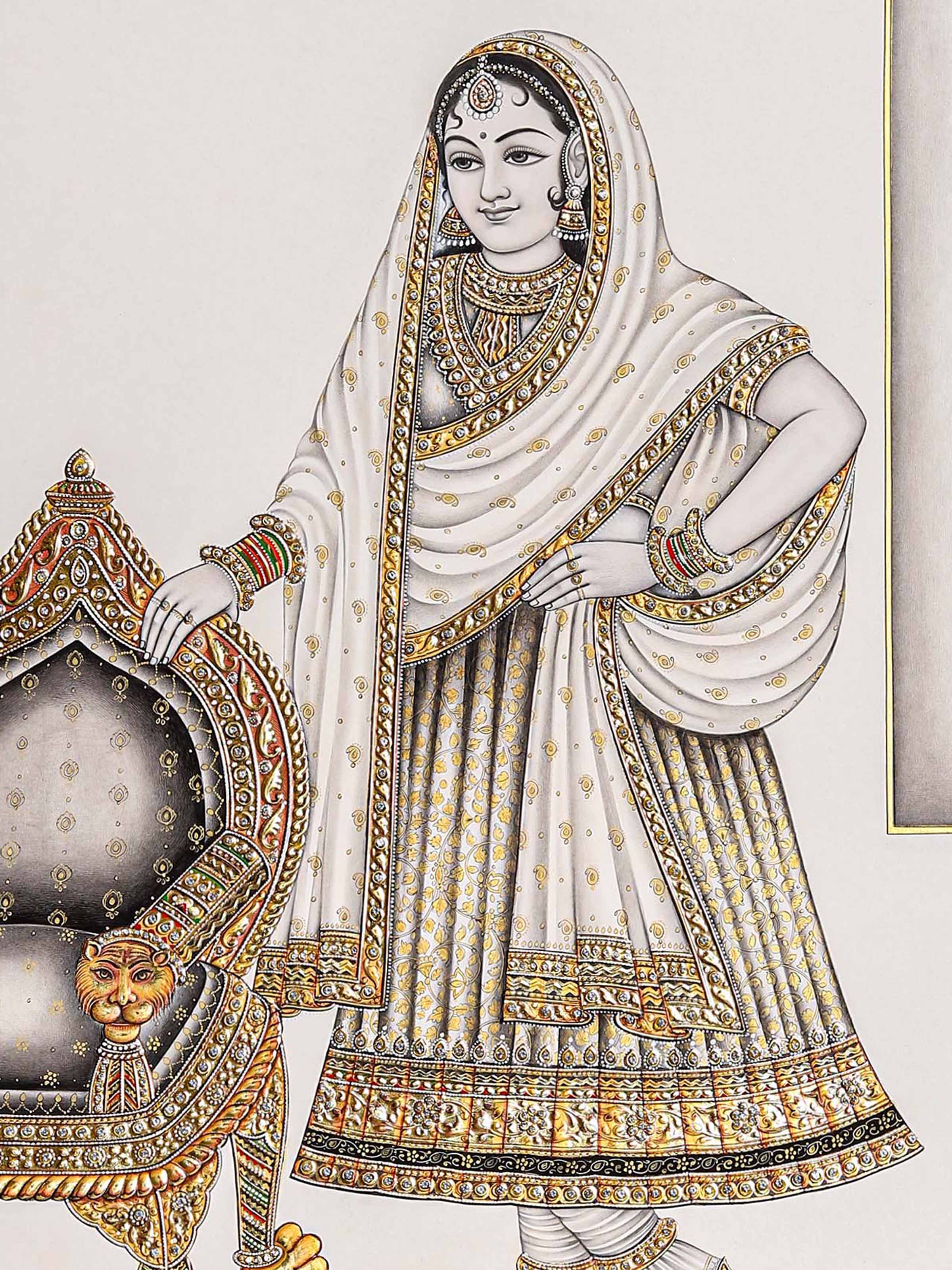 Raji-rani Miniature Real Gold Painting