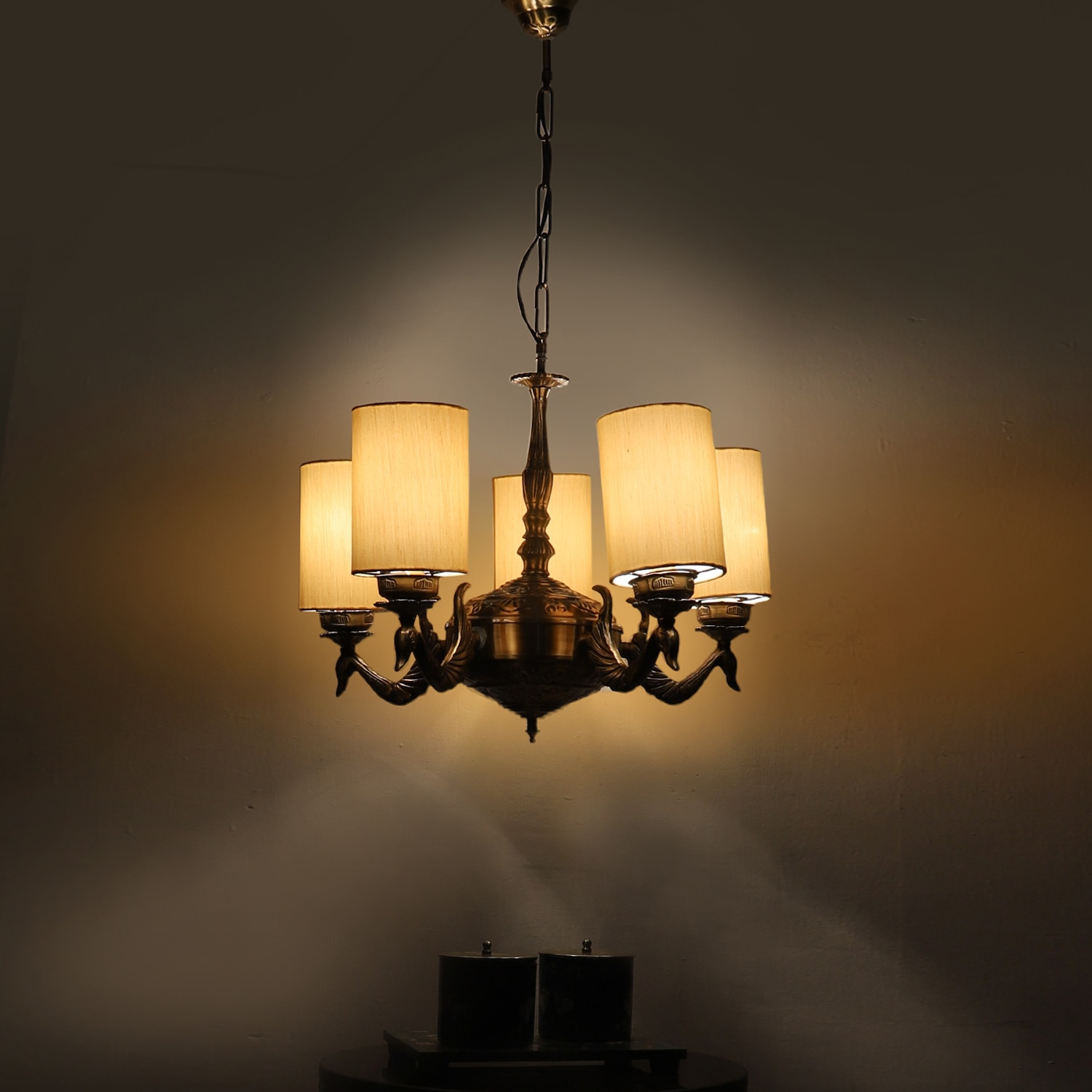 Devansh Dual Gold  Antique Wall Mounted Lamp With Black  Cotton Shade