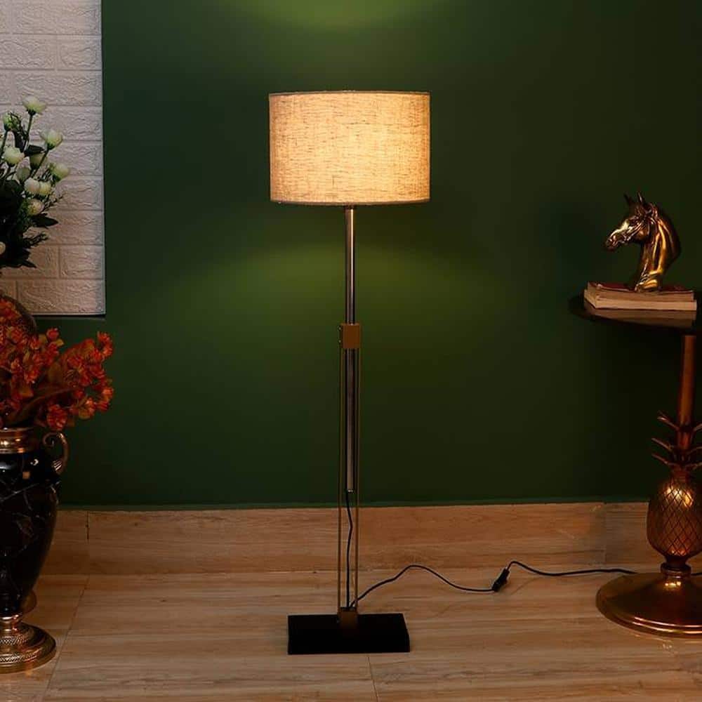 Alwin Brass Antique Linen Shade Floor Lamp