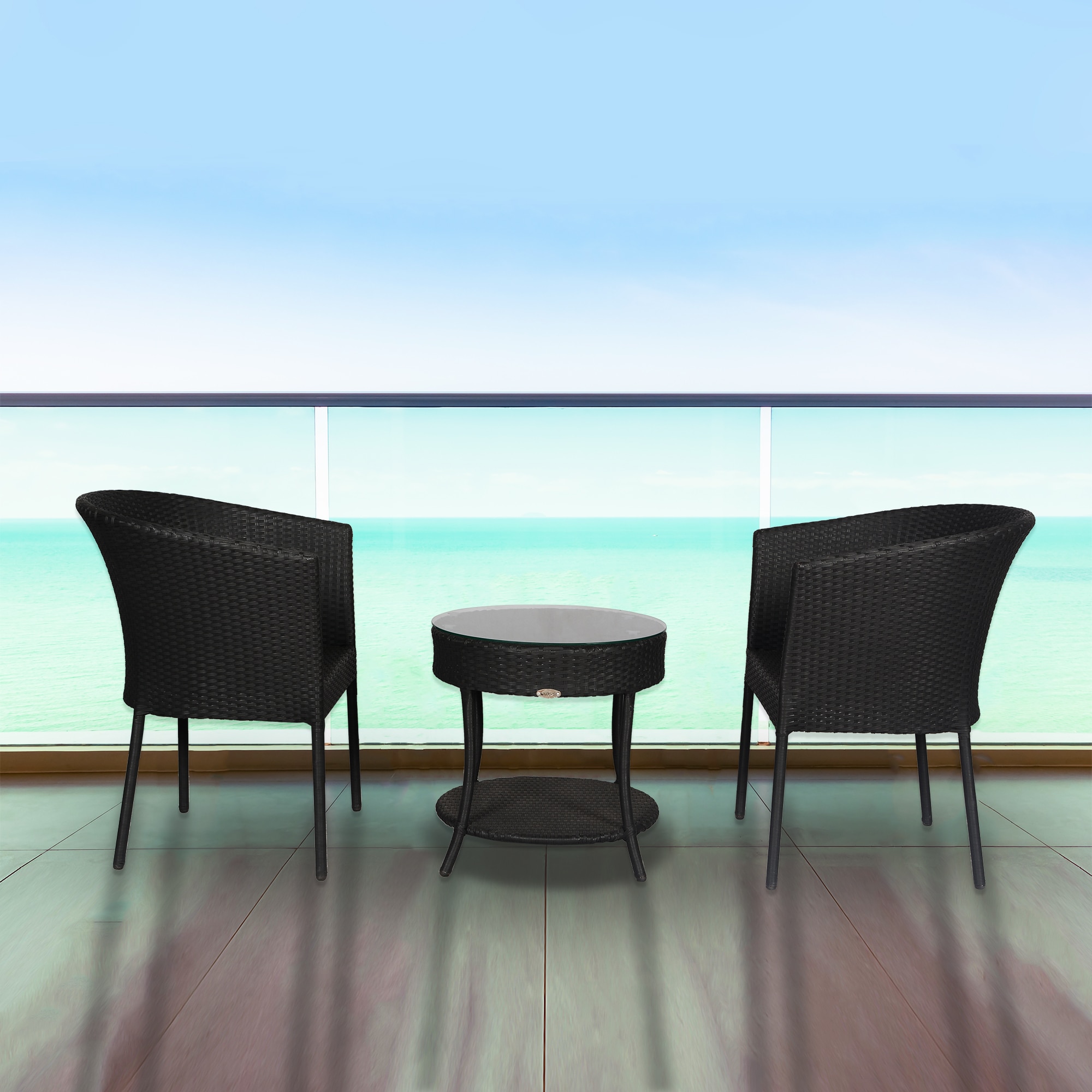 Lismore  Wicker Table And Chair Set In Black Finish