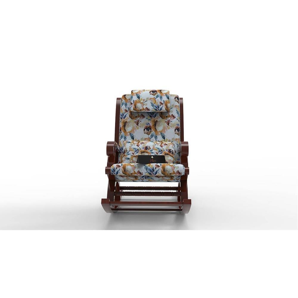 Loris Solid Wood Rocking Chair in Beige printed Colour