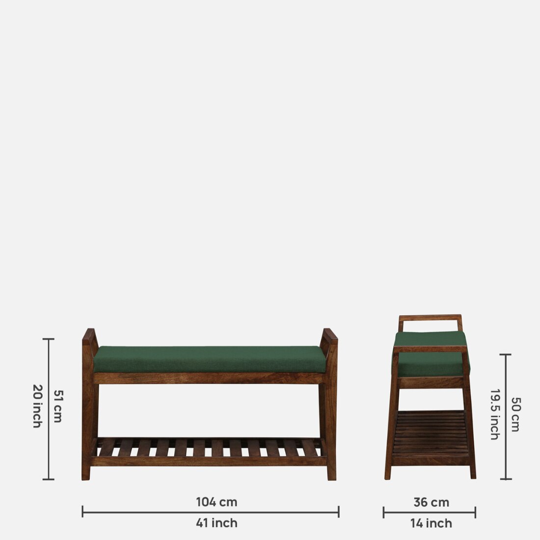 Sandvik Solid Wood Shoe Rack with Seating in Walnut Brown finish