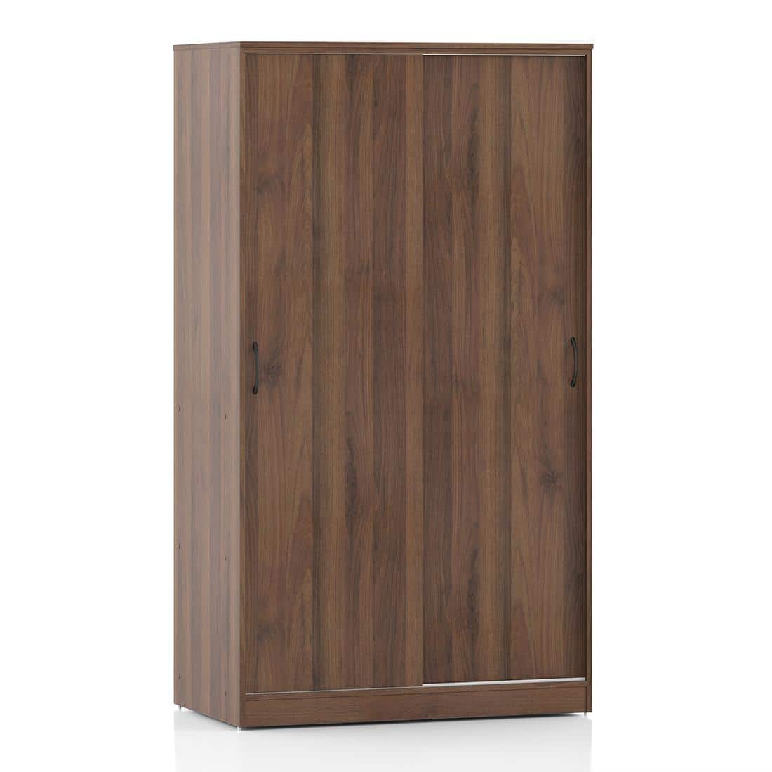 Jaden Engineered Wood 2 Door Sliding Wardrobe Without Mirror in Classic Walnut Finish