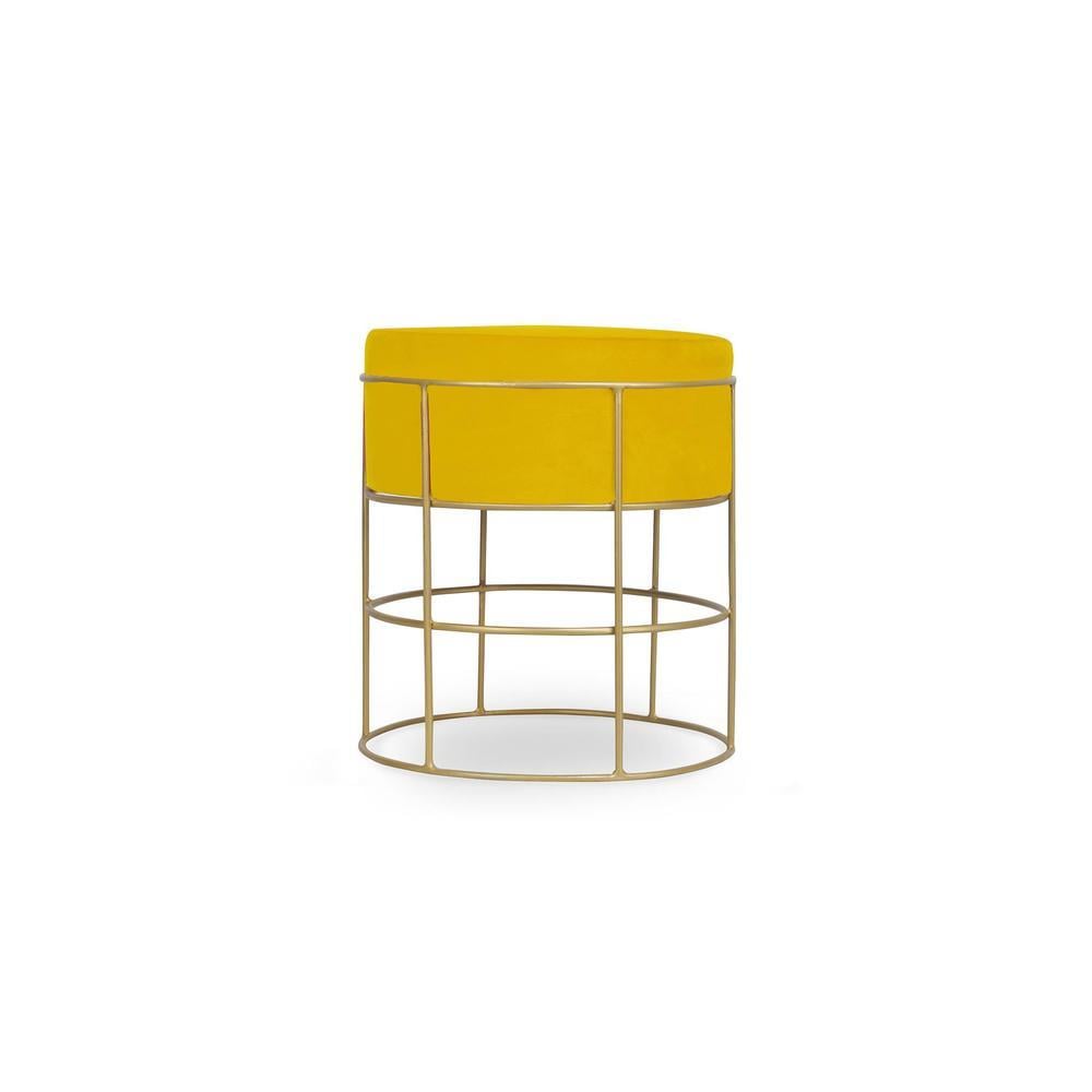 Dominic Solid Wood  Ottomon in  Yellow Colour