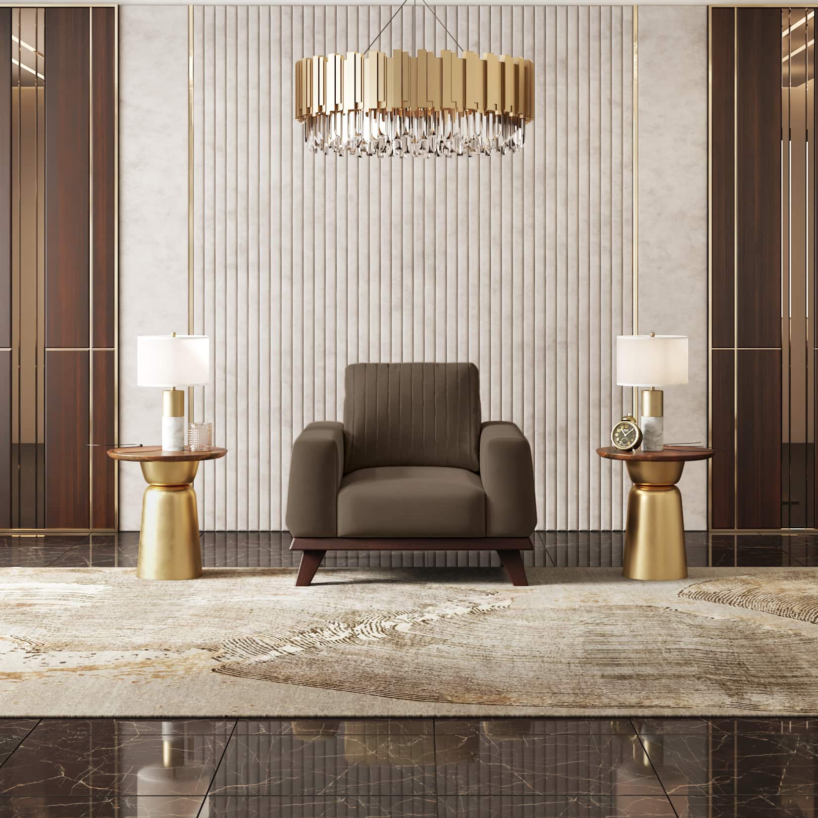 Granada Premium 1 Seater Fabric Sofa in Truffle Beige Velvet Colour