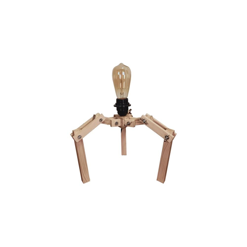 Crawler Beige Wooden Table Lamp with Black Fabric Lampshade