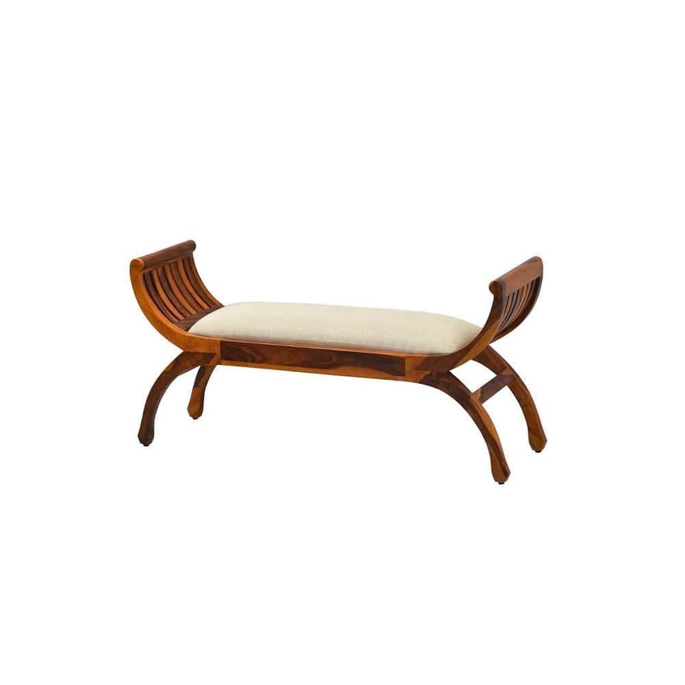 Striado  Sheesham Wood Bench In Honey Oak Finish