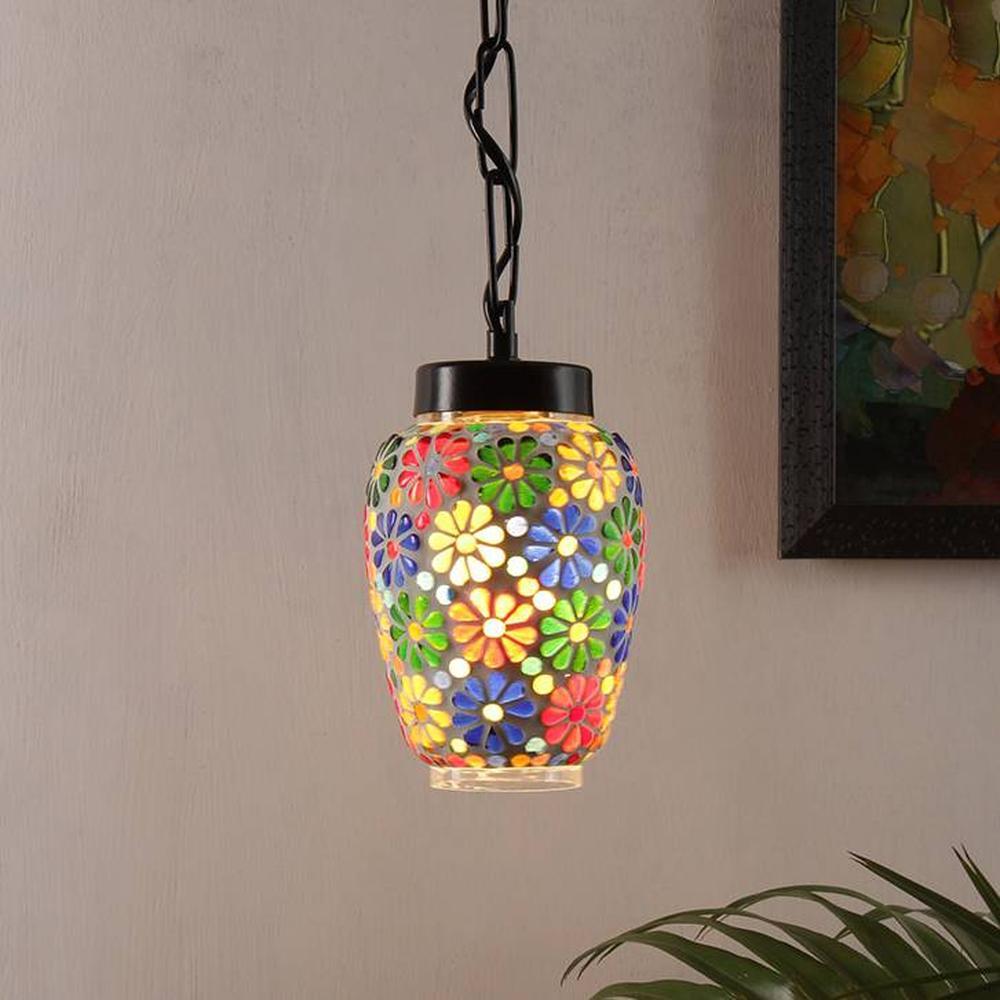 Jamison Multicolour Glass Single Hanging Light