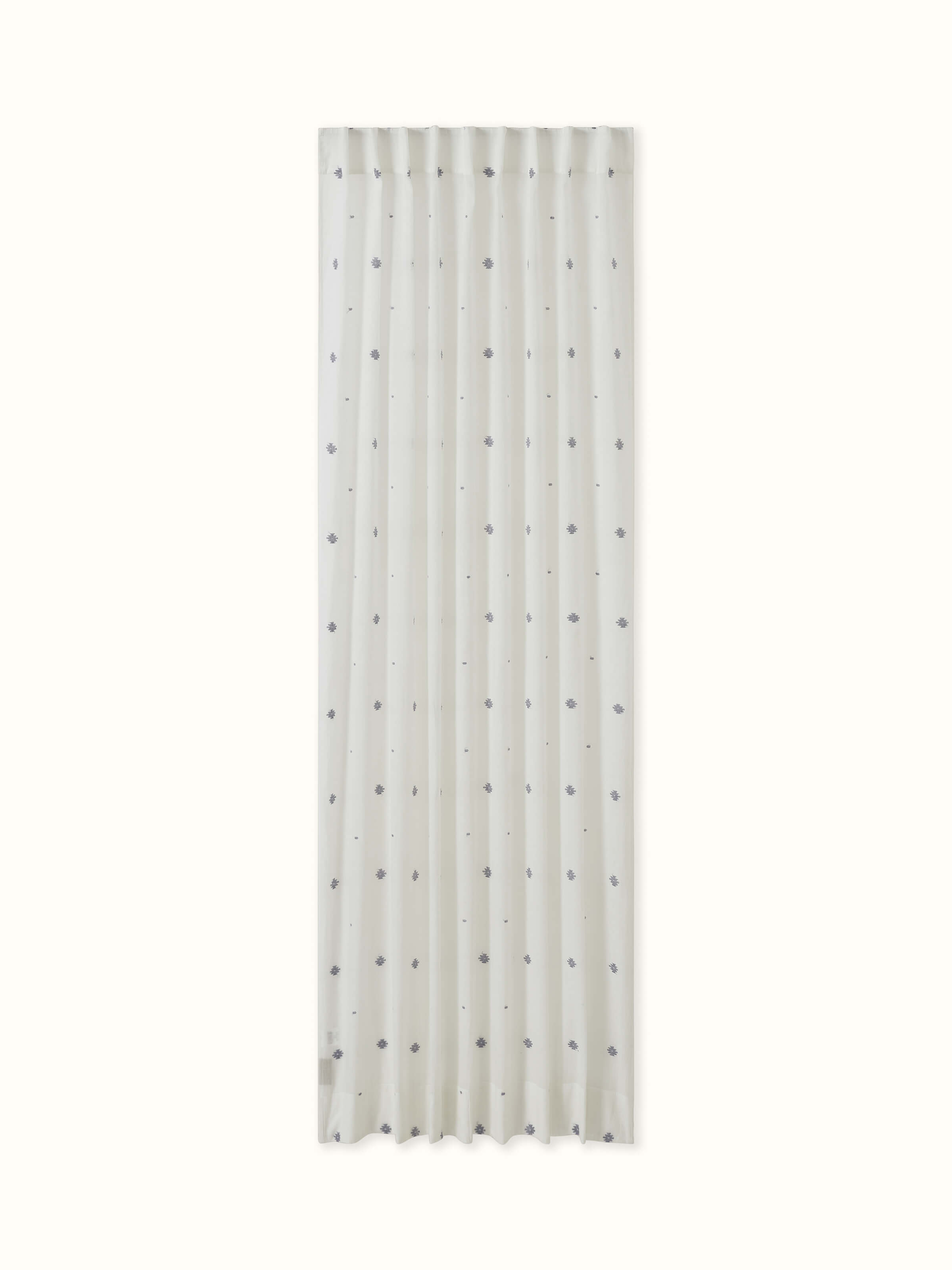 Kalpanama Ivory & Navy Woven Buti Handloom Cotton Curtain (7 Ft)