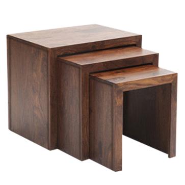 Hamilton Solid Wood Side Table Set of 3 in Teak Finish
