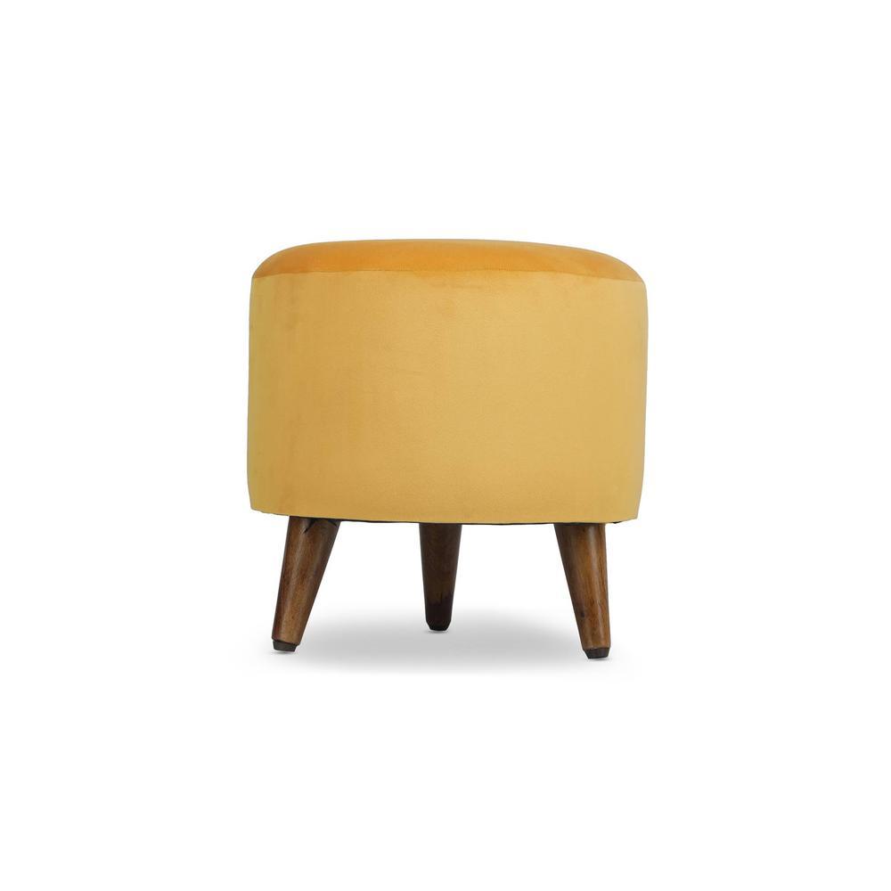 Freya Solid Wood  Ottomon in  Yellow Colour