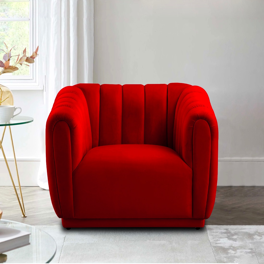 Rosa Fabric Sofa (Red) - Home Lifestylez