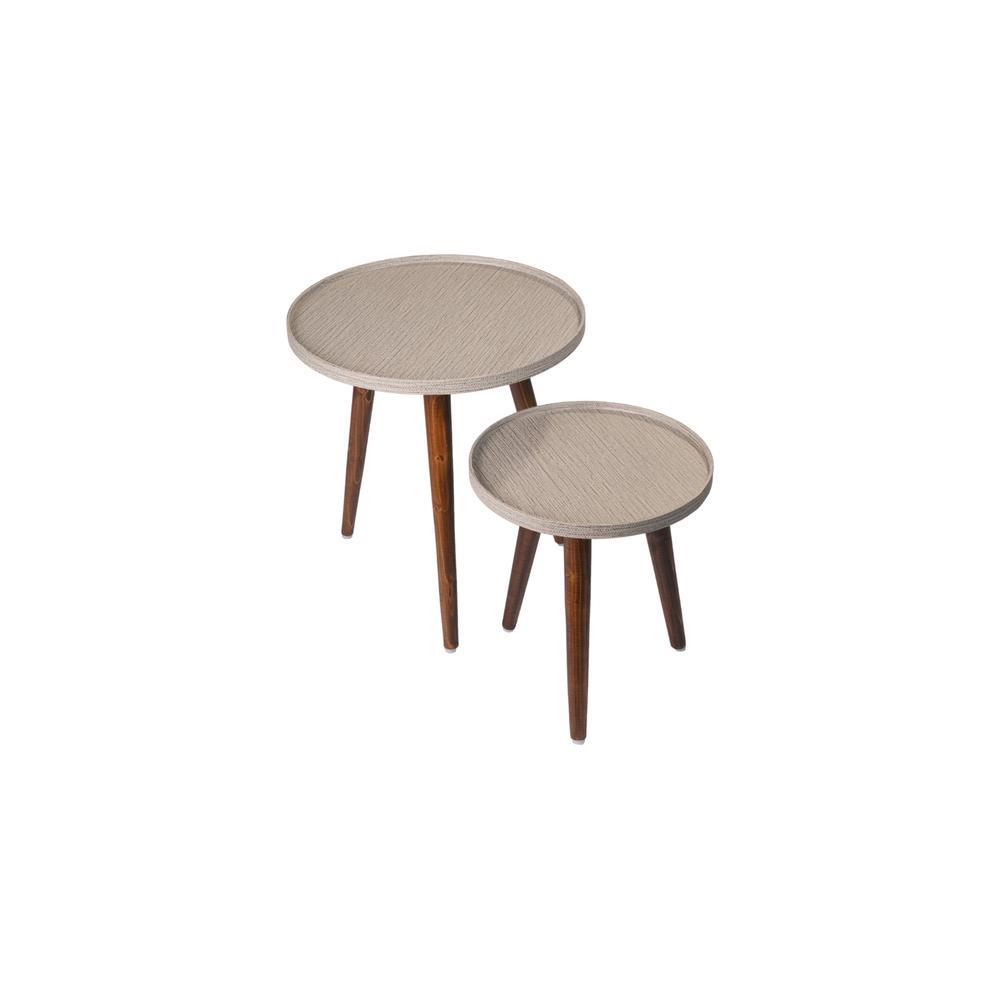 Weave Round Nesting Tables with Wooden Legs, Side Tables, Wooden Tables, Living Room Decor by A Tiny Mistake