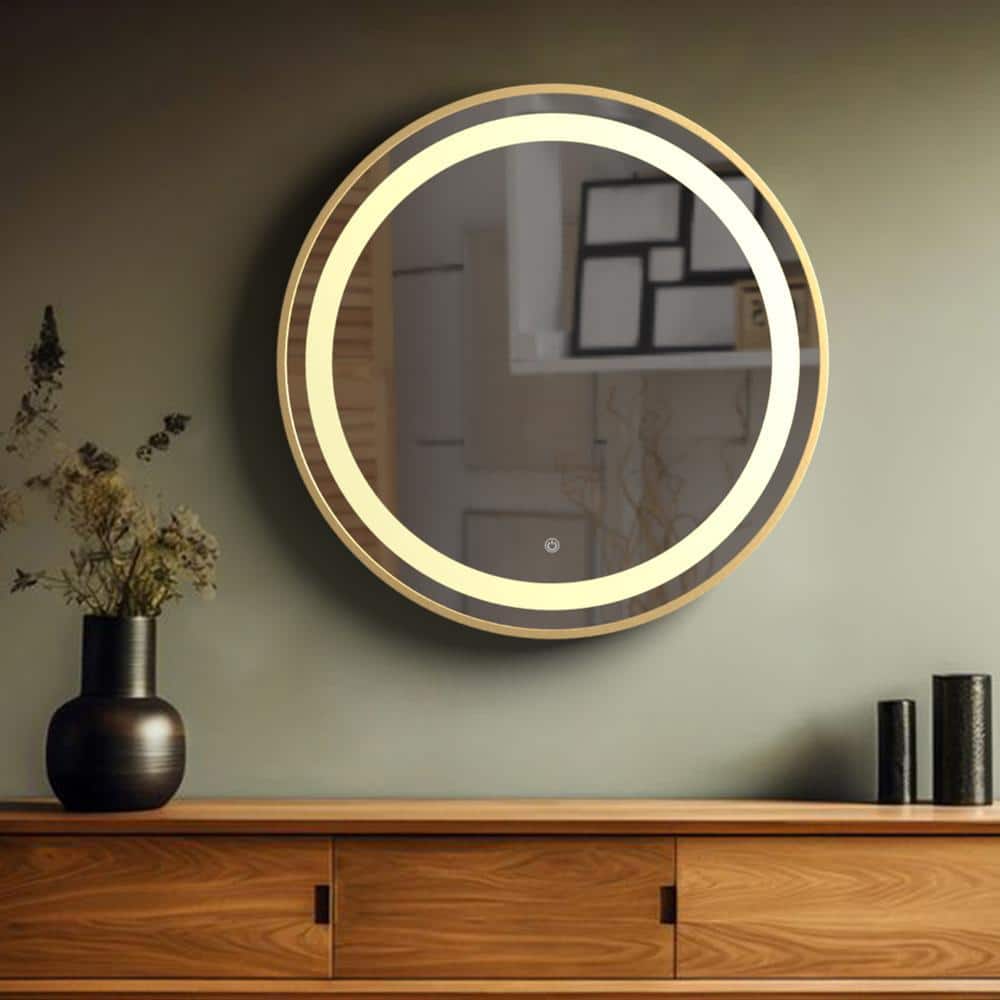 Aluminium LED Circle Decorative wall mirror by elegant arts and frames (Mirror size 800 mm)