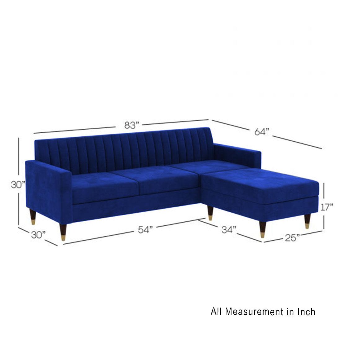 Deeplac Sectional Fabric Sofa - Navy Blue