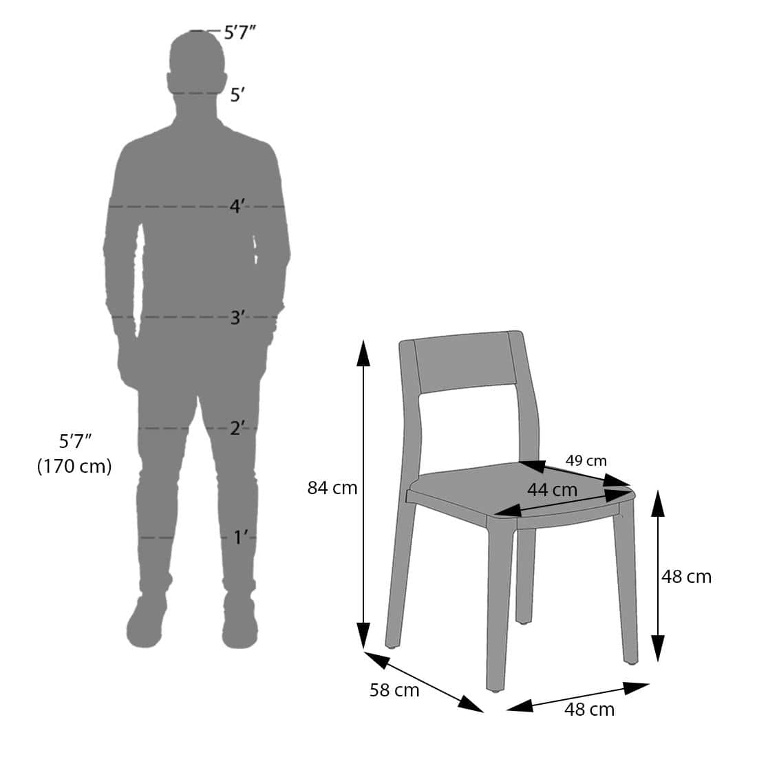 Clarke Solid Wood Dining Chair Set of 2 in Danish Walnut Finish with Vapour Grey Fabric