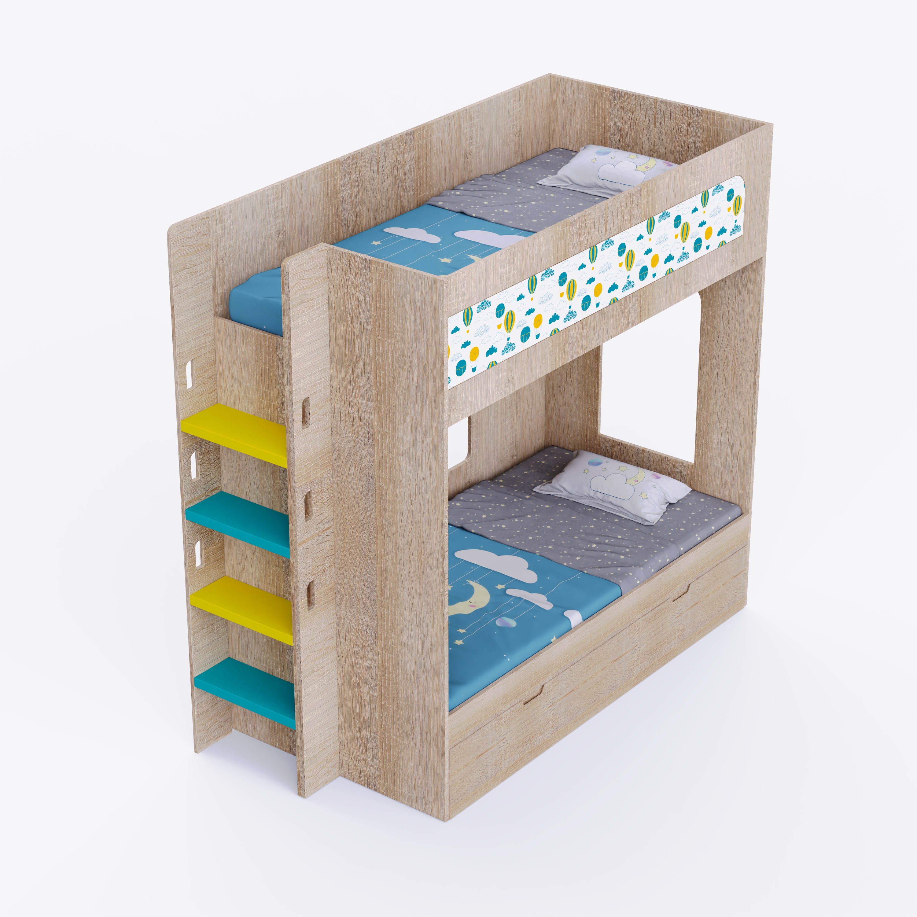 Caravan Trundle Bunk Bed In Oak Colour