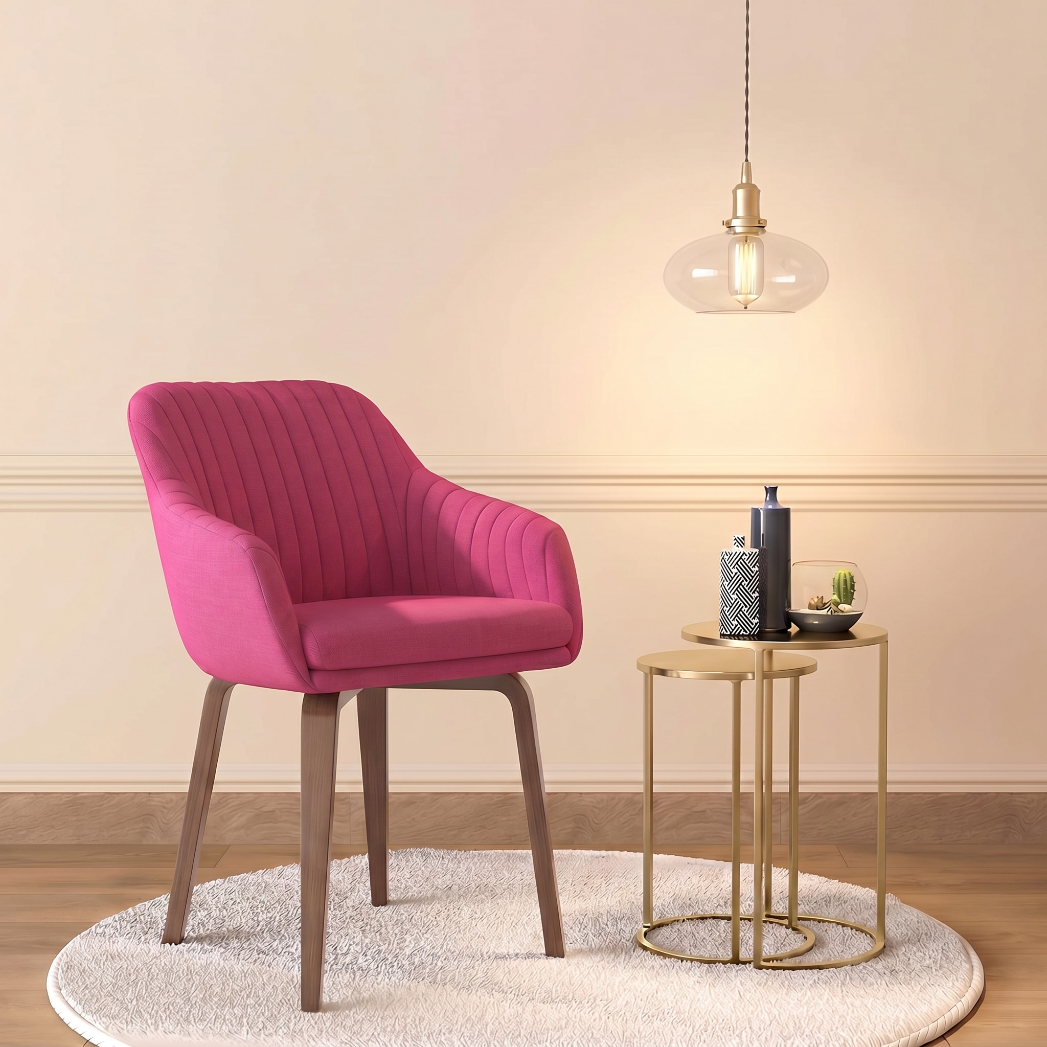 Rochelle Fabric Lounge Chair in Hot Pink Colour - Urban Ladder