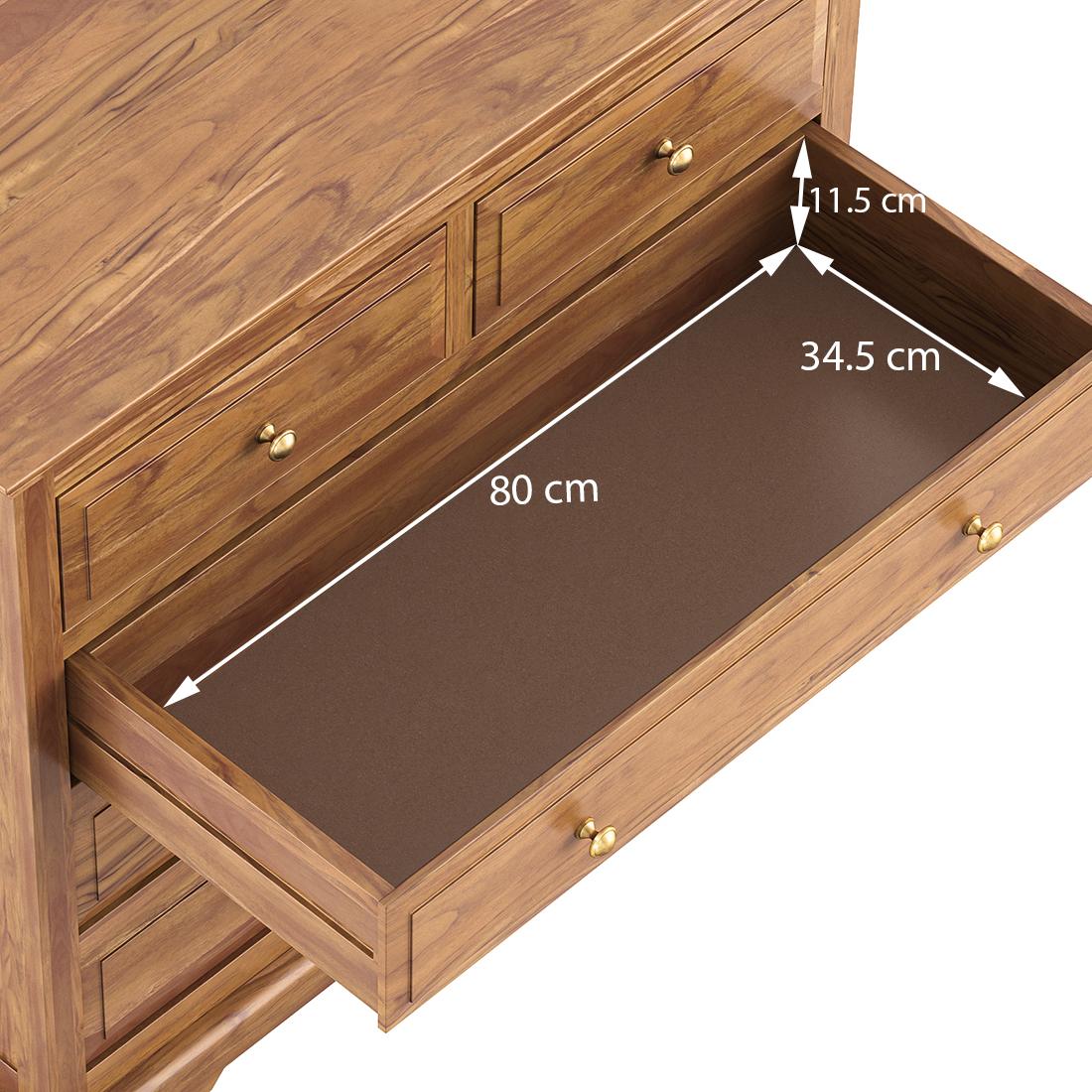 Tuscany Solid Wood Chest of 5 Drawers in Natural Teak Finish