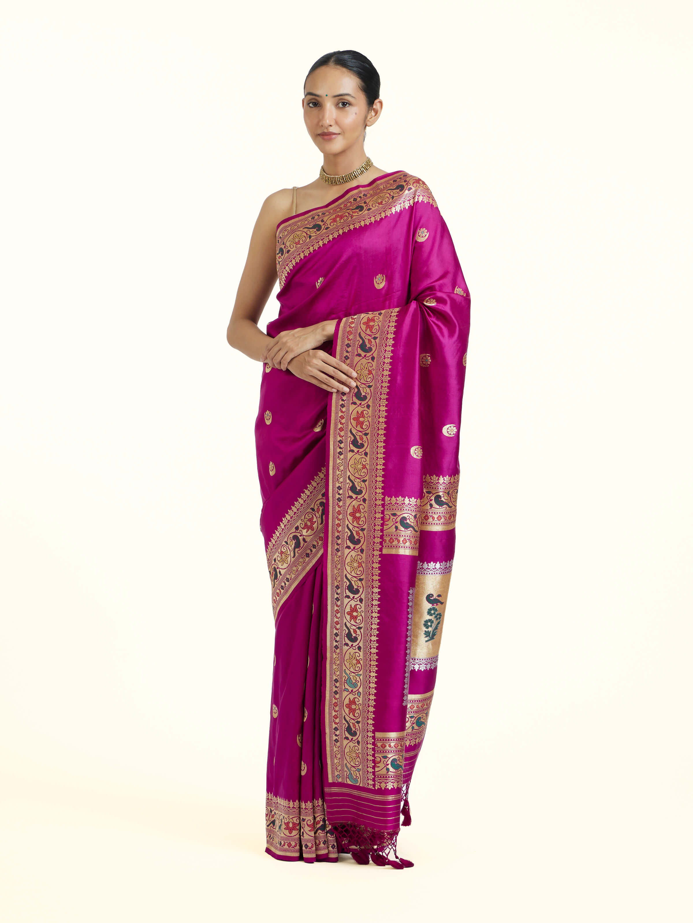 Purple Ashavali Brocade Silk Saree
