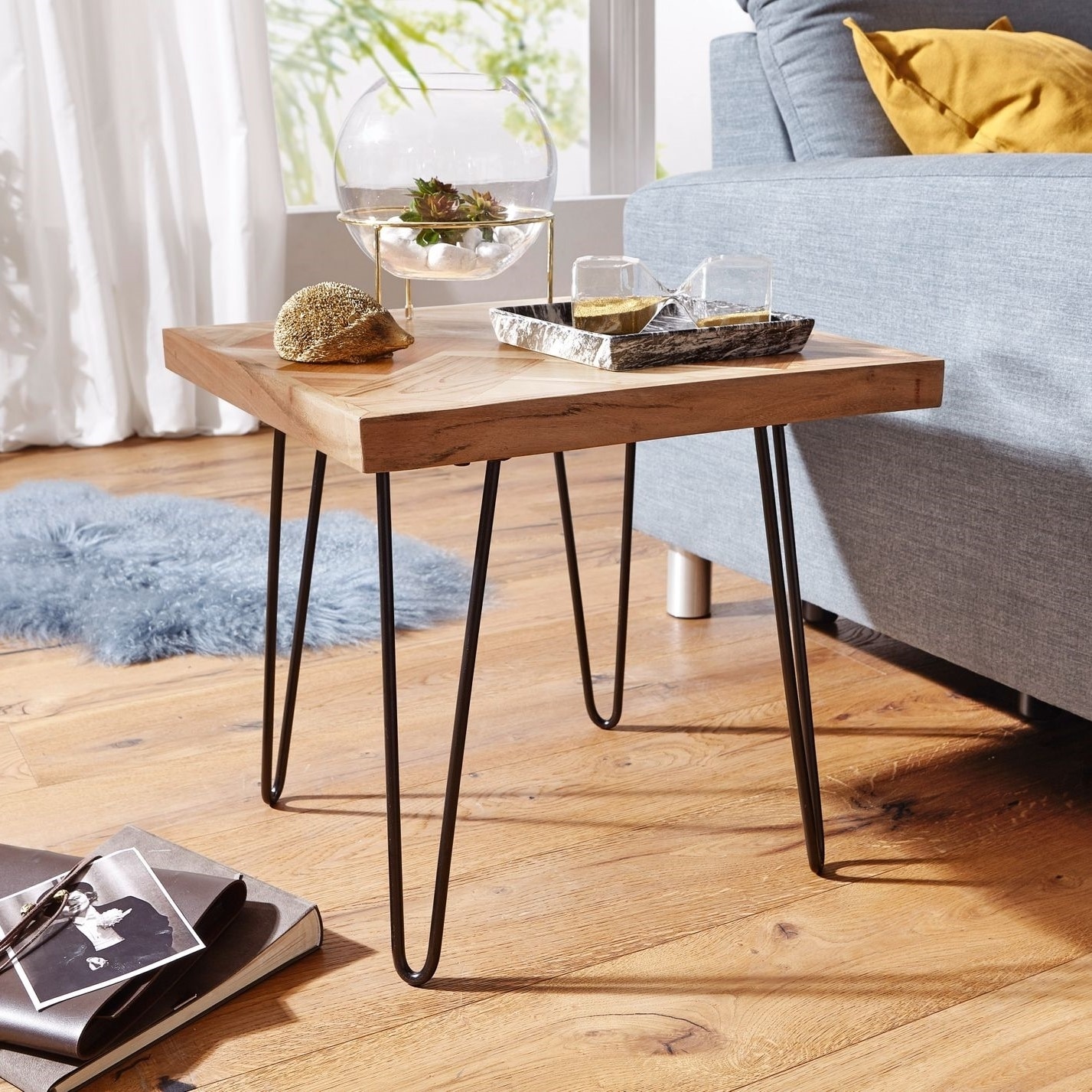 Guillaume Side Table with Metal Legs - Woodenmood