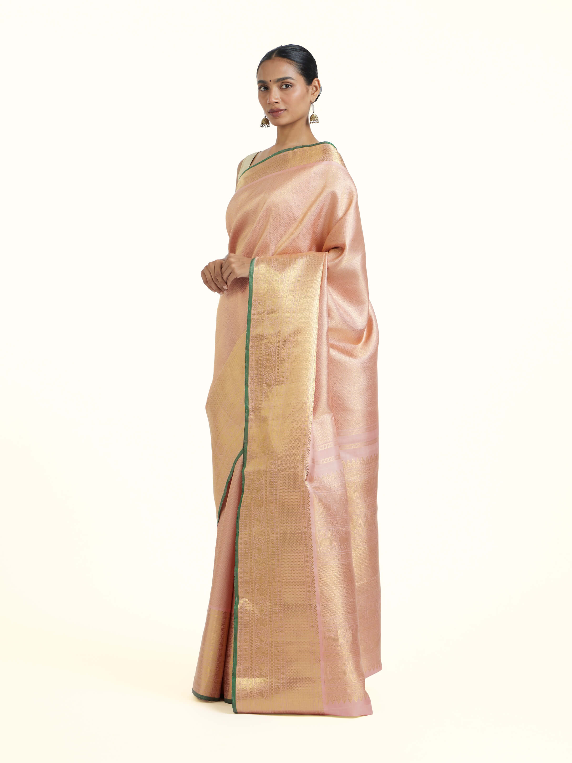 Light Pink Kancheepuram Silk Sari Zar Saree
