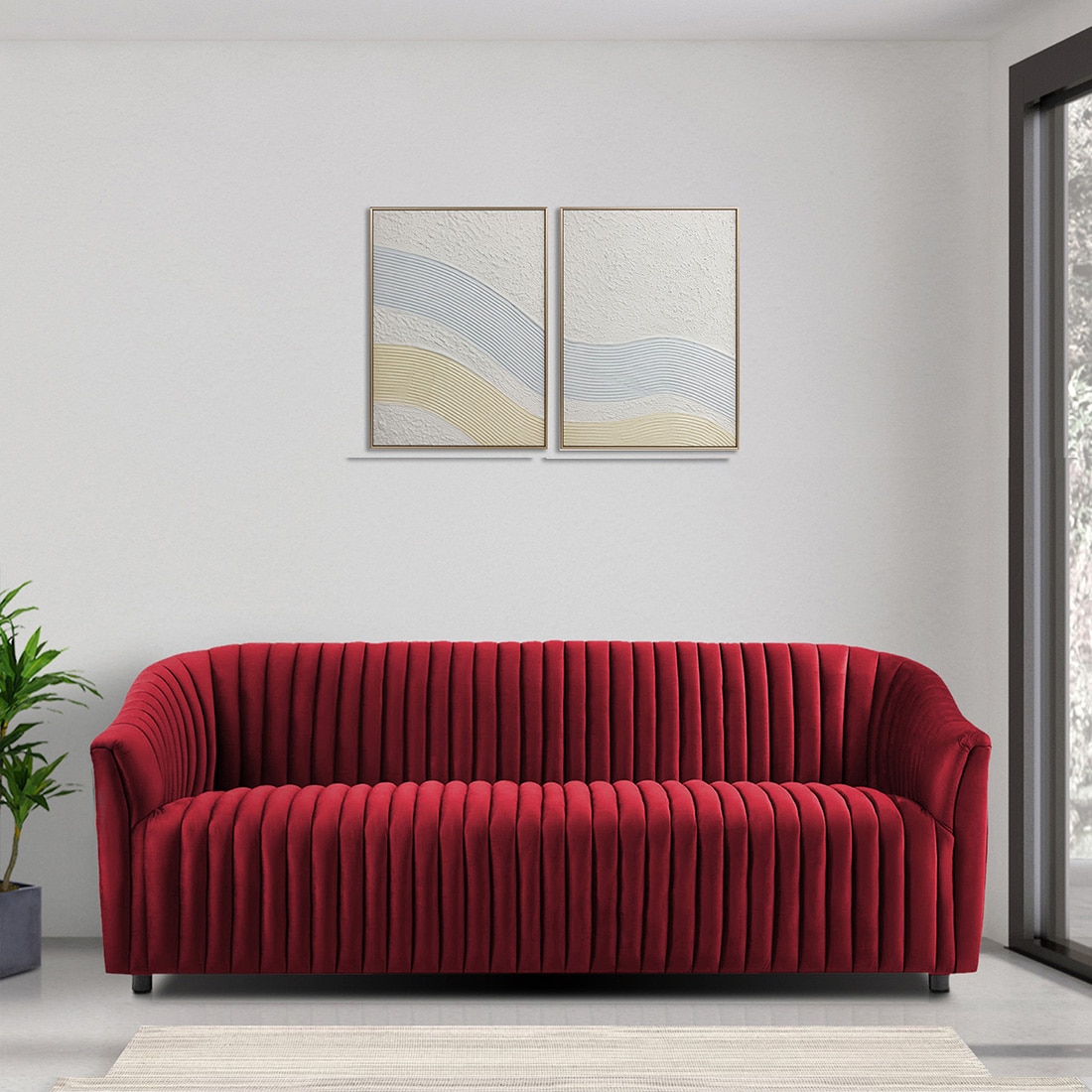 Camro Fabric Sofa (Maroon)