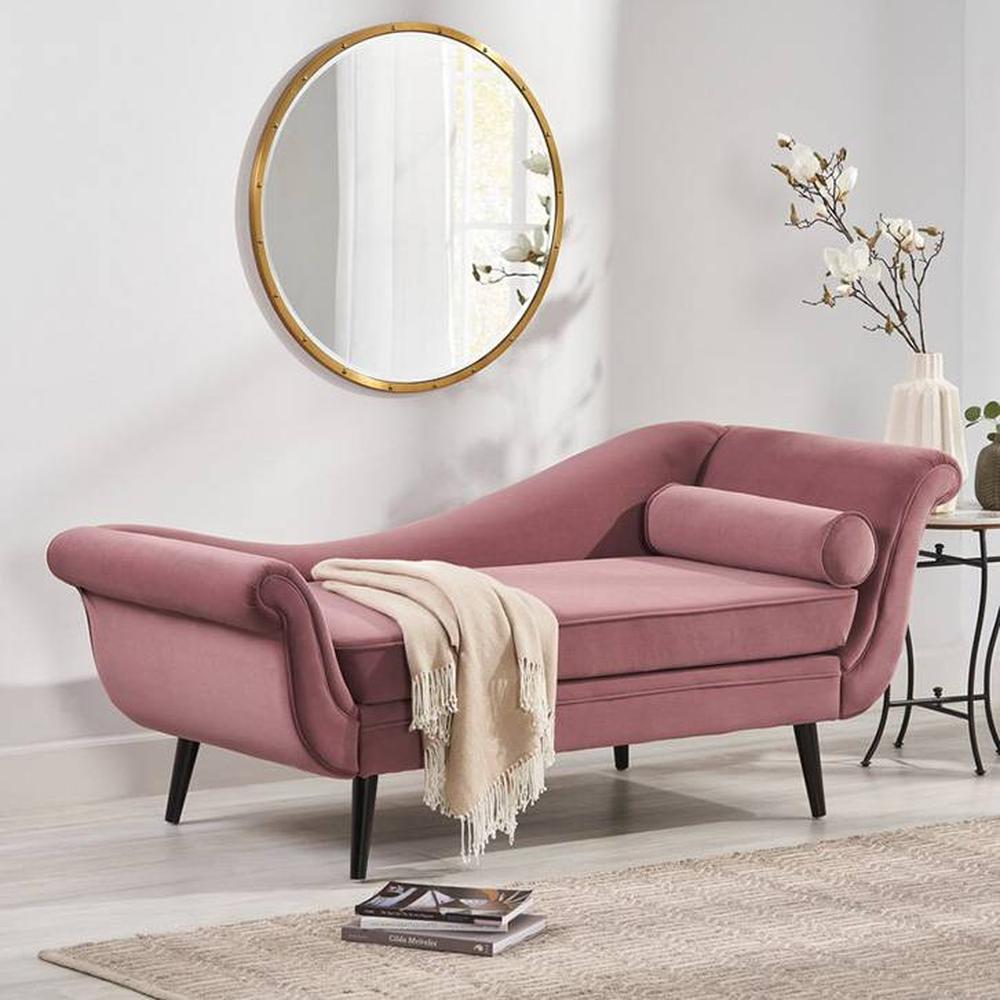 Kabera Velvet Chaise Launger in Pink Colour