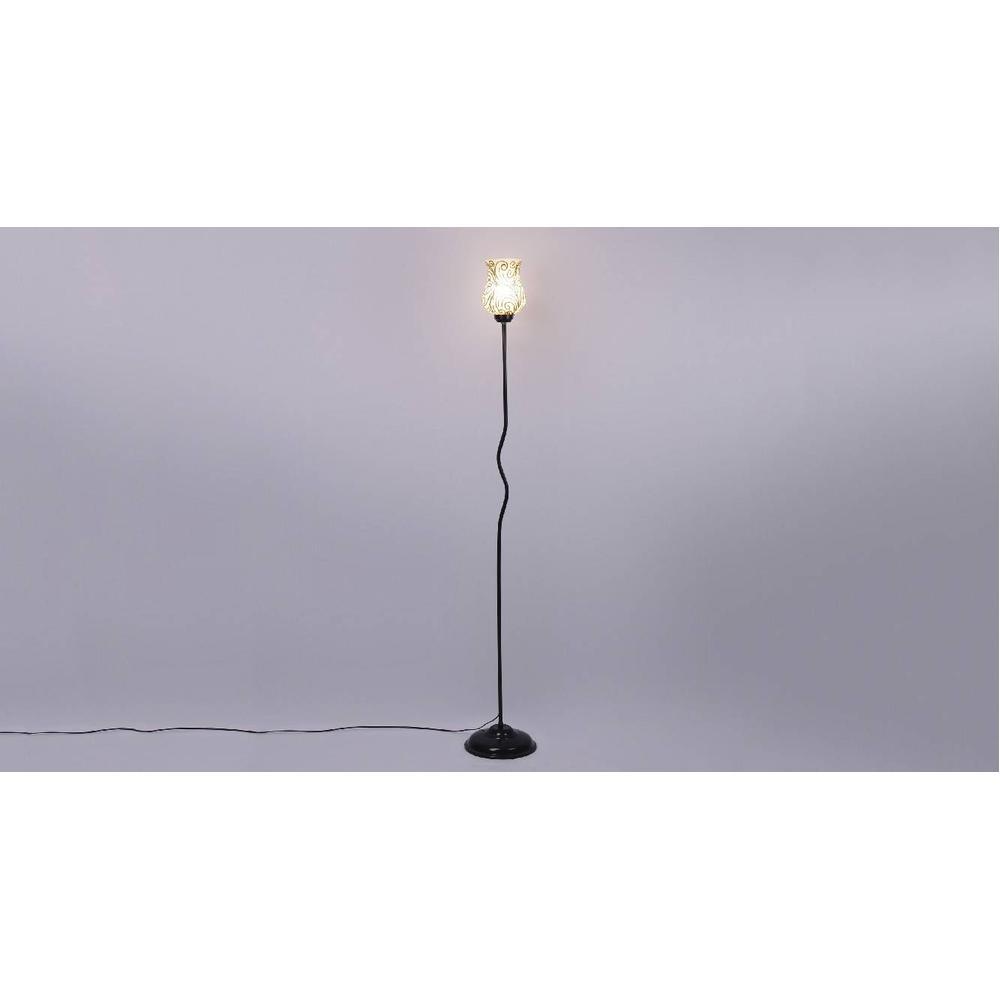 Luna Multicolour Glass Floor Lamp with Black Iron Base