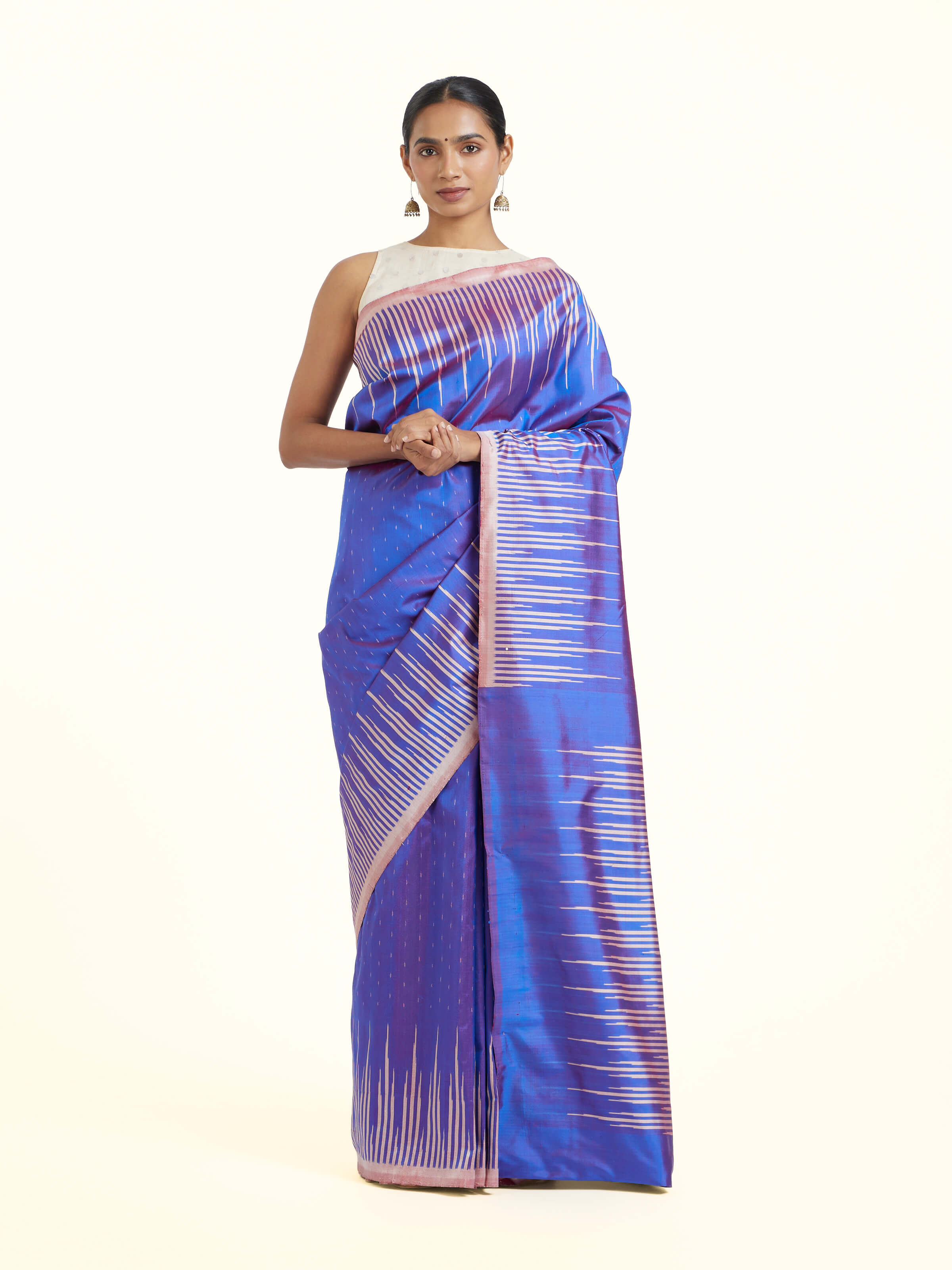 Blue Pochampally Single Ikat Saree